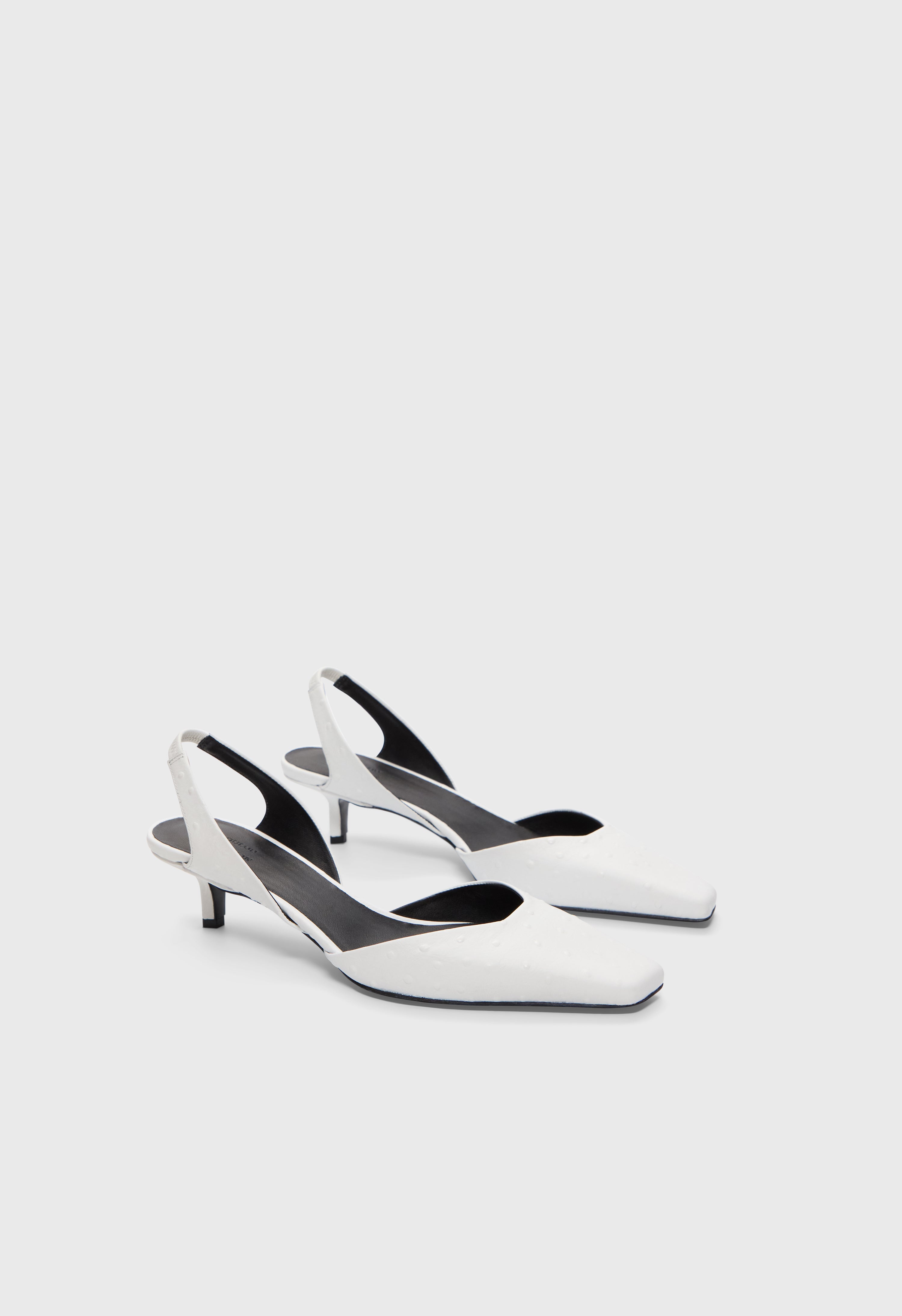 SULLY Ostrich-effect leather slingback shoes