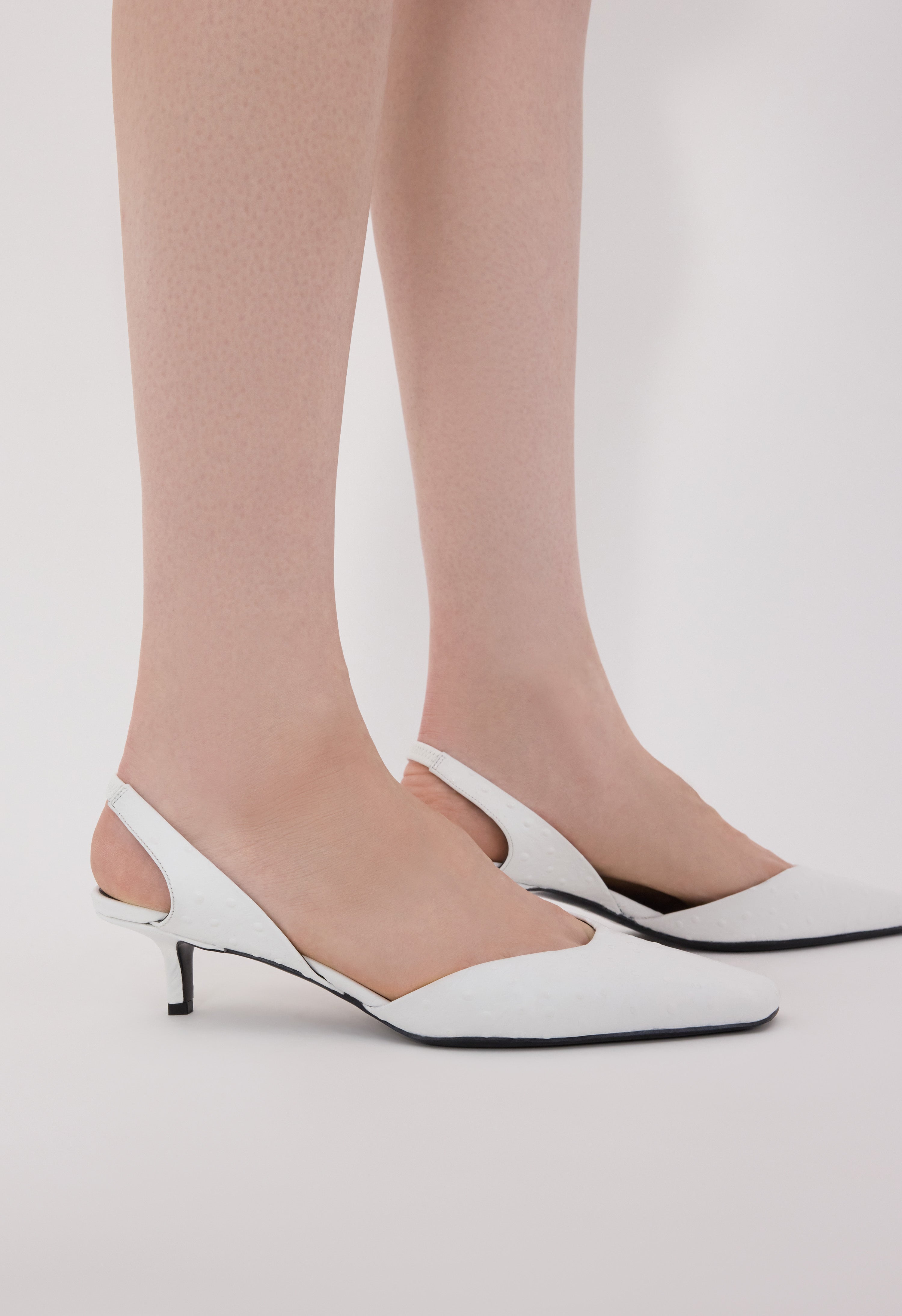 SULLY Ostrich-effect leather slingback shoes