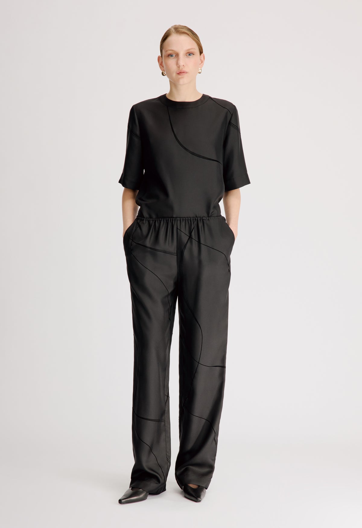 VIKI Elasticated silk twill trousers