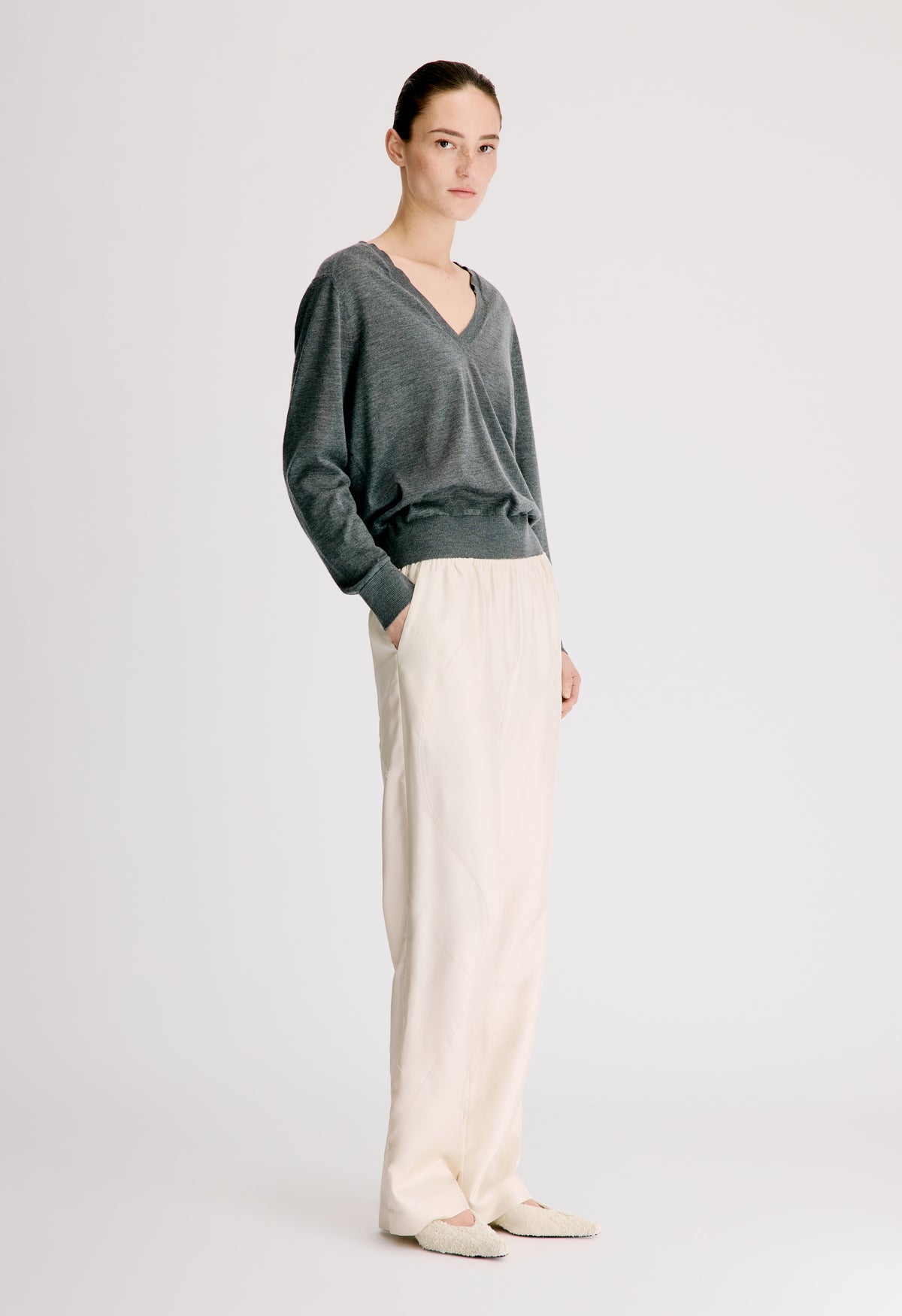 VIKI Elasticated silk twill trousers