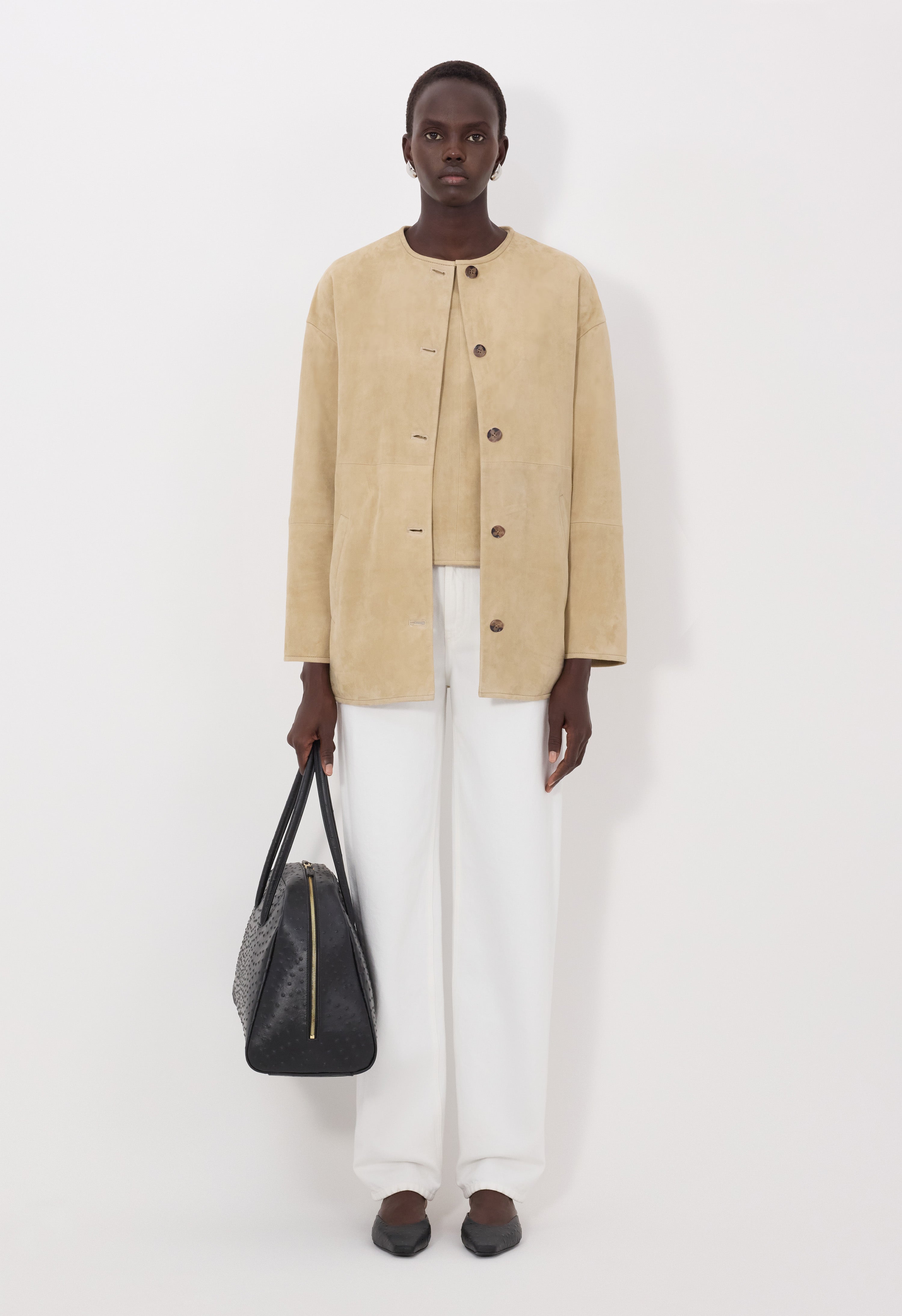 WAREN Oval suede coat