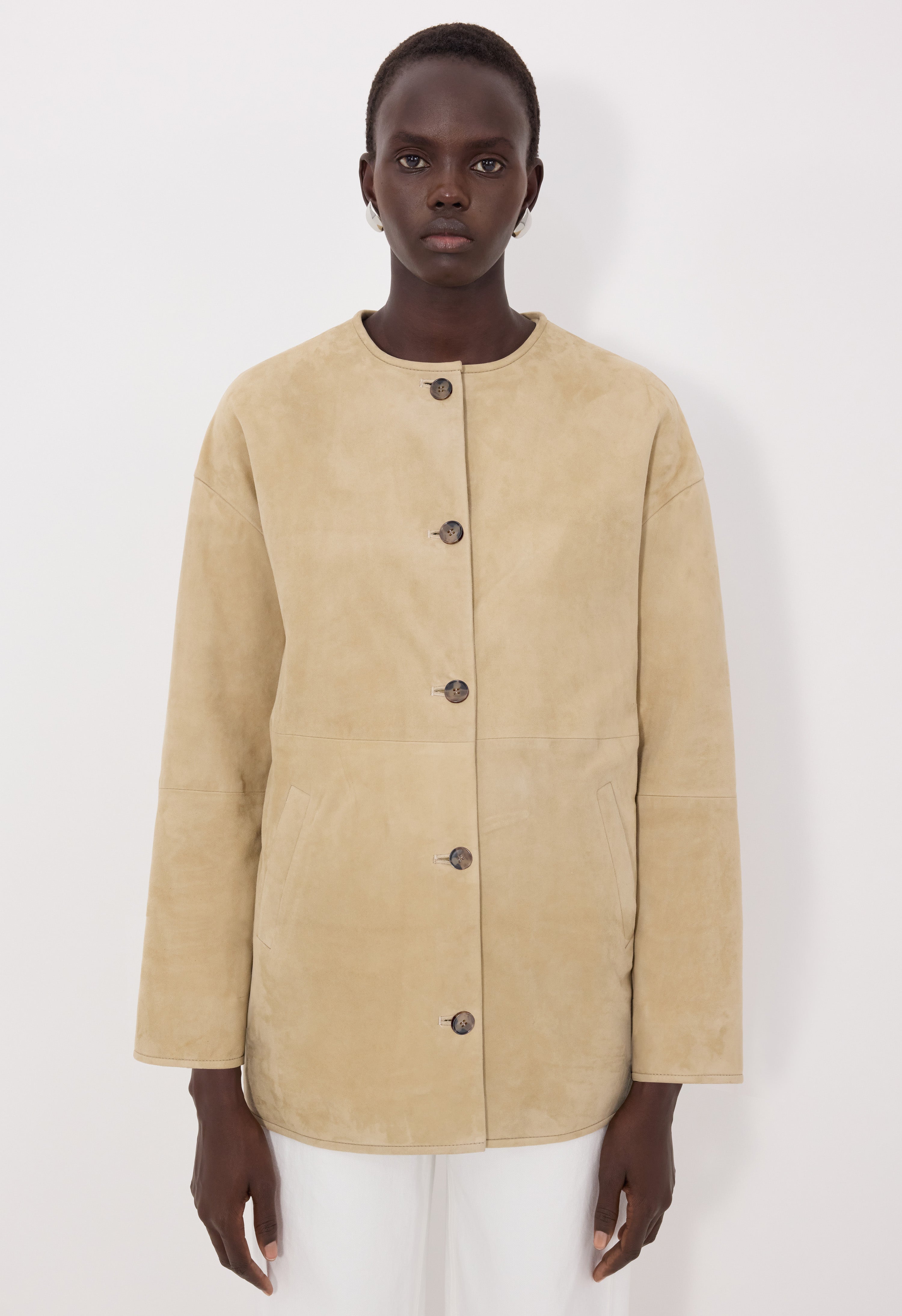 WAREN Oval suede coat