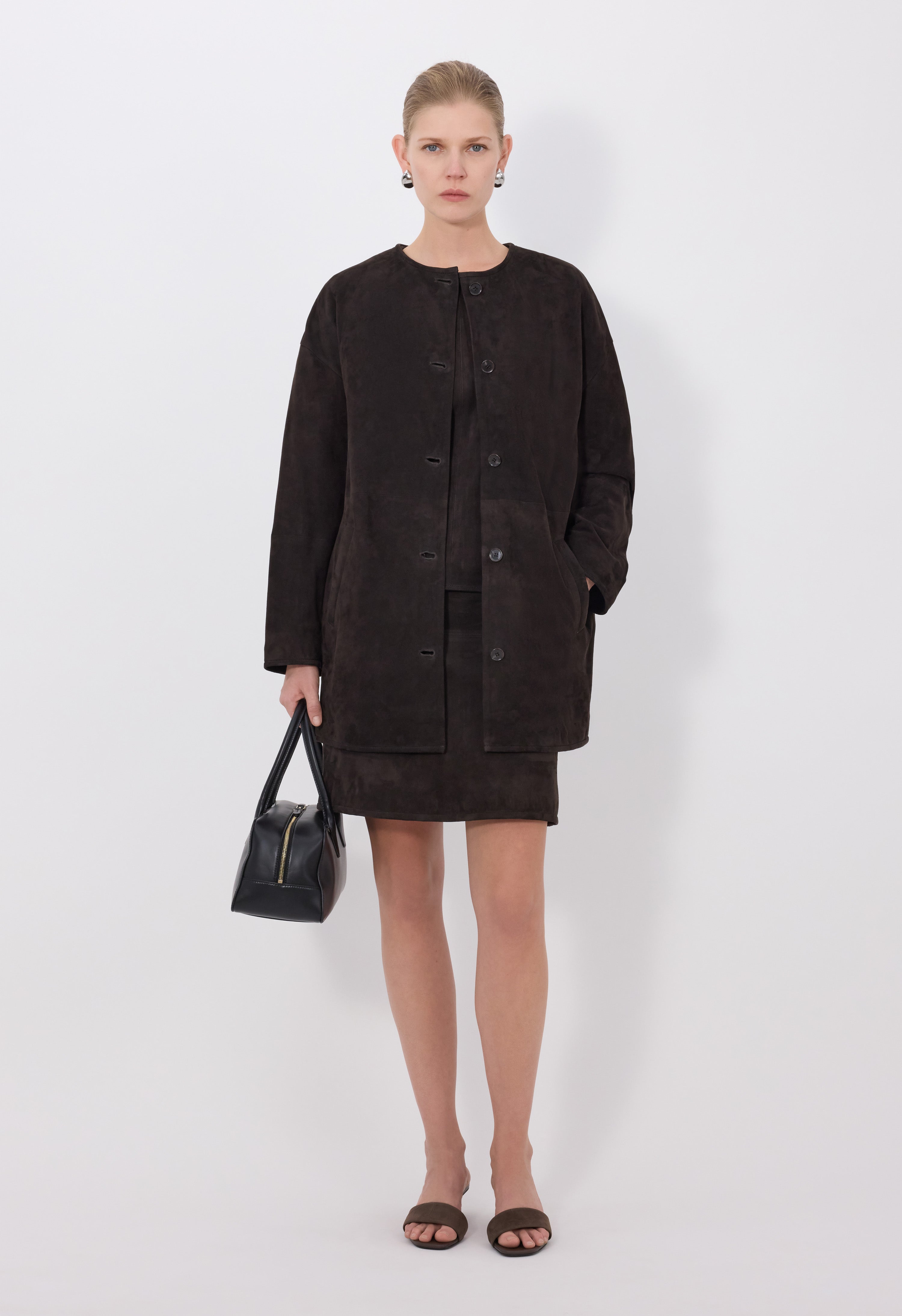 WAREN Oval suede coat
