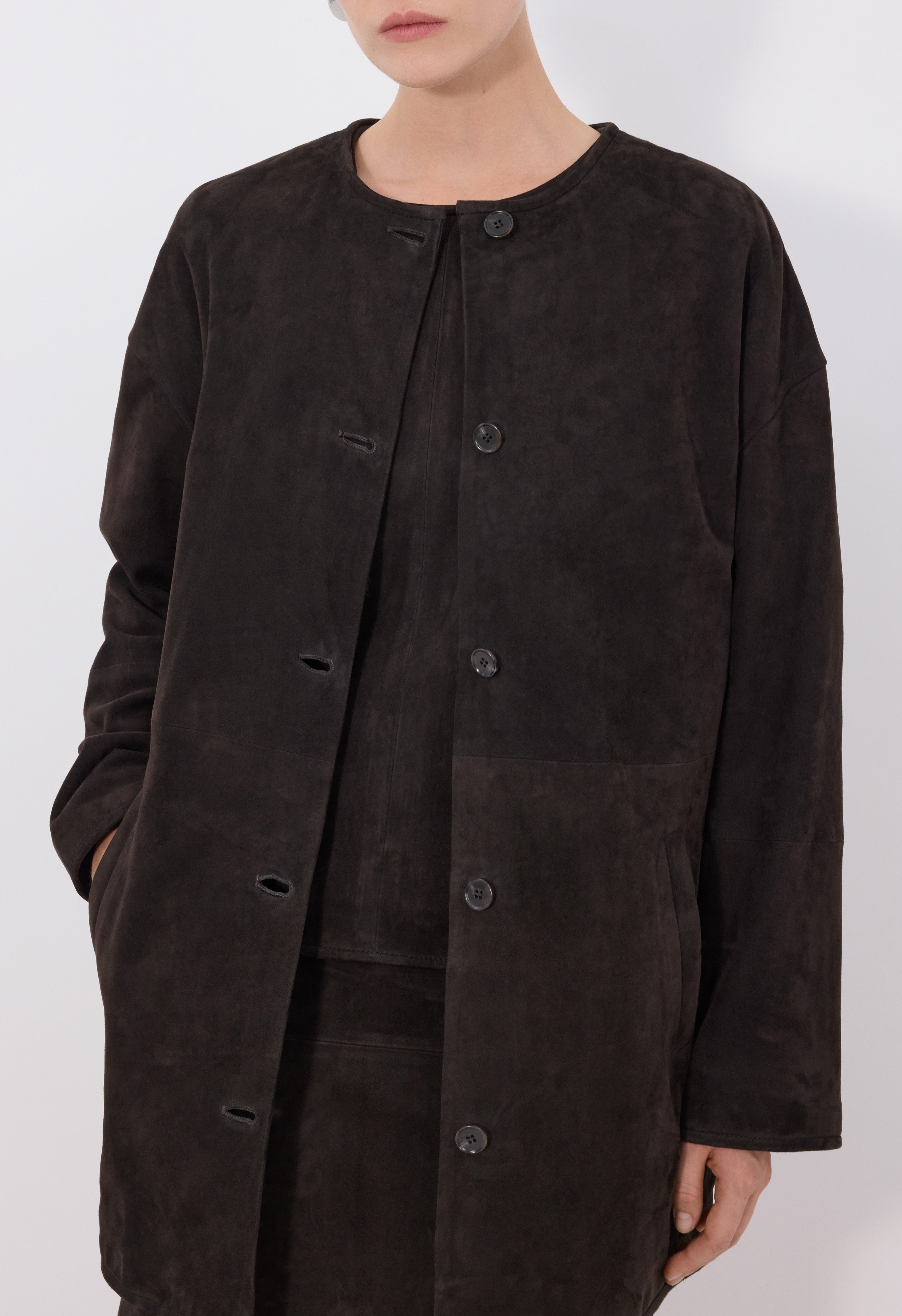WAREN Oval suede coat