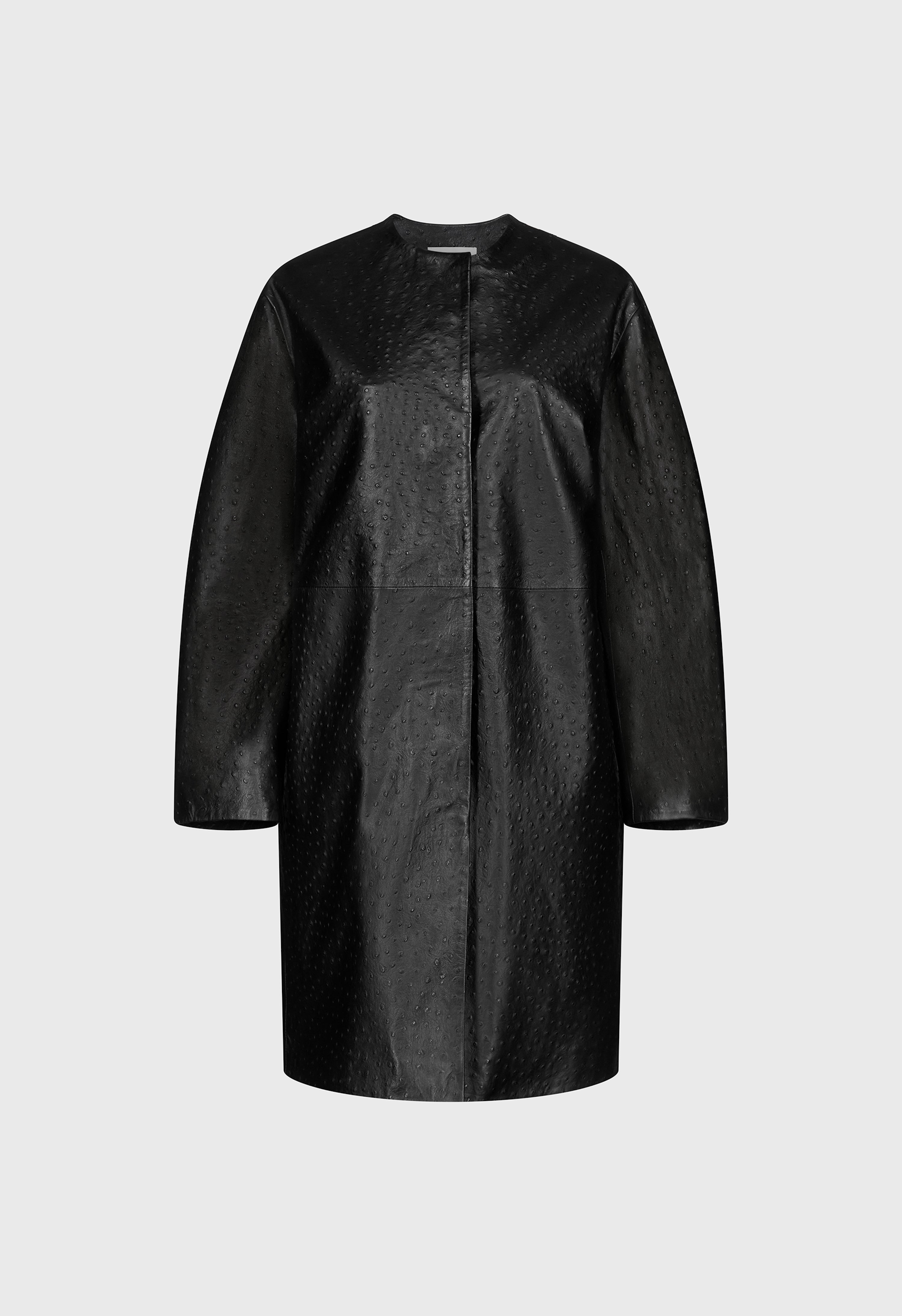 YARI Ostrich-effect leather coat