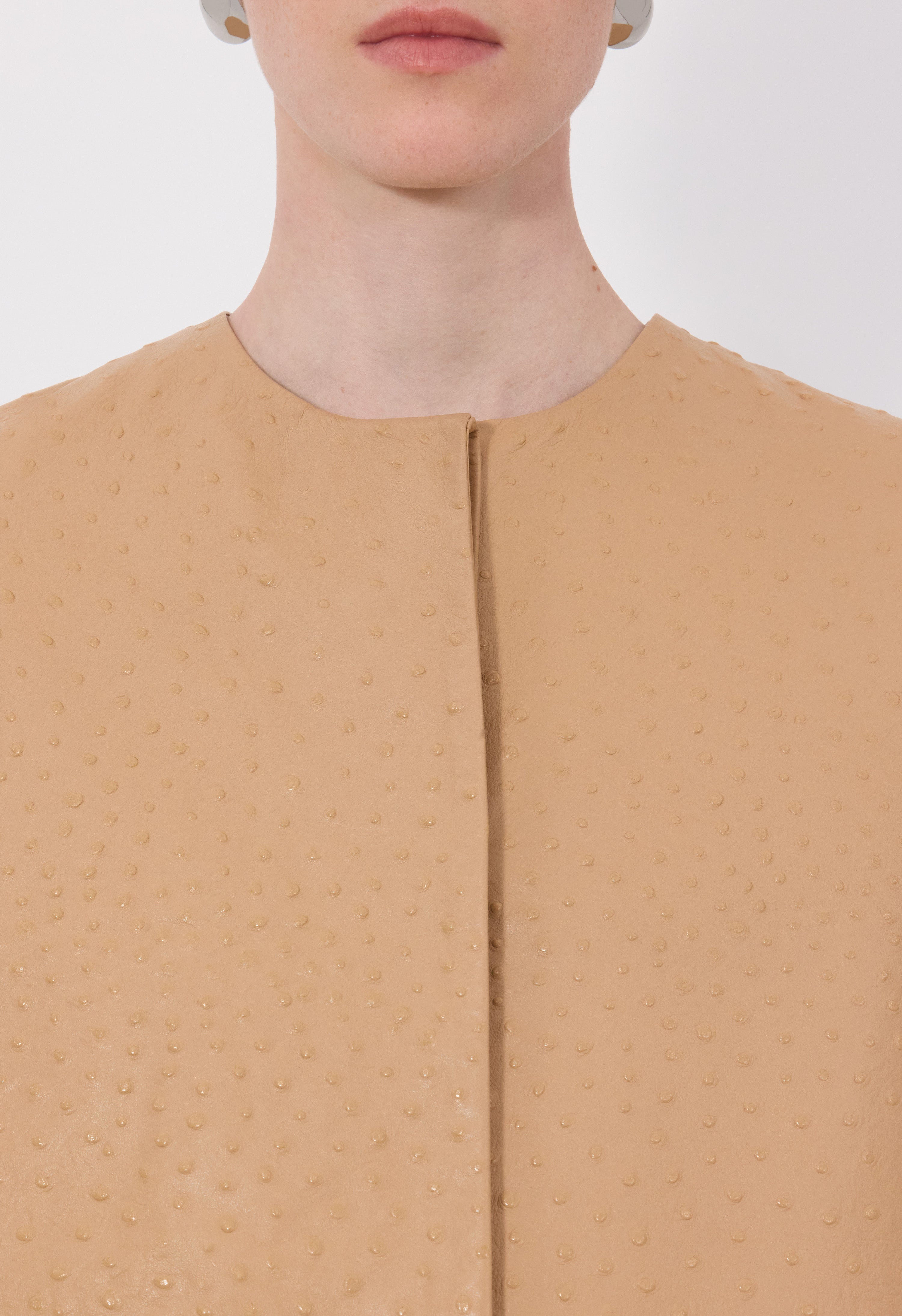 YARI Ostrich-effect leather coat