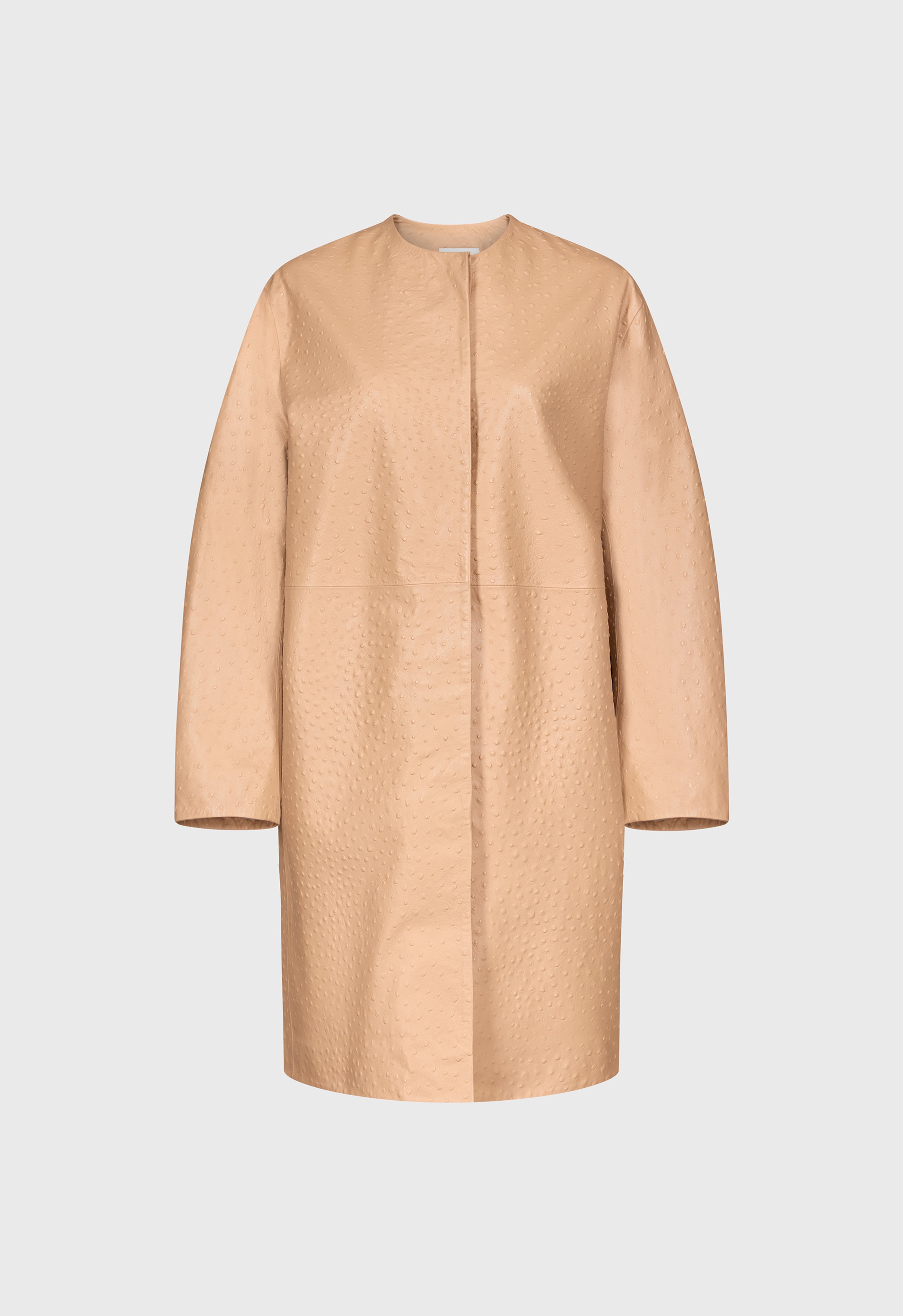 YARI Ostrich-effect leather coat