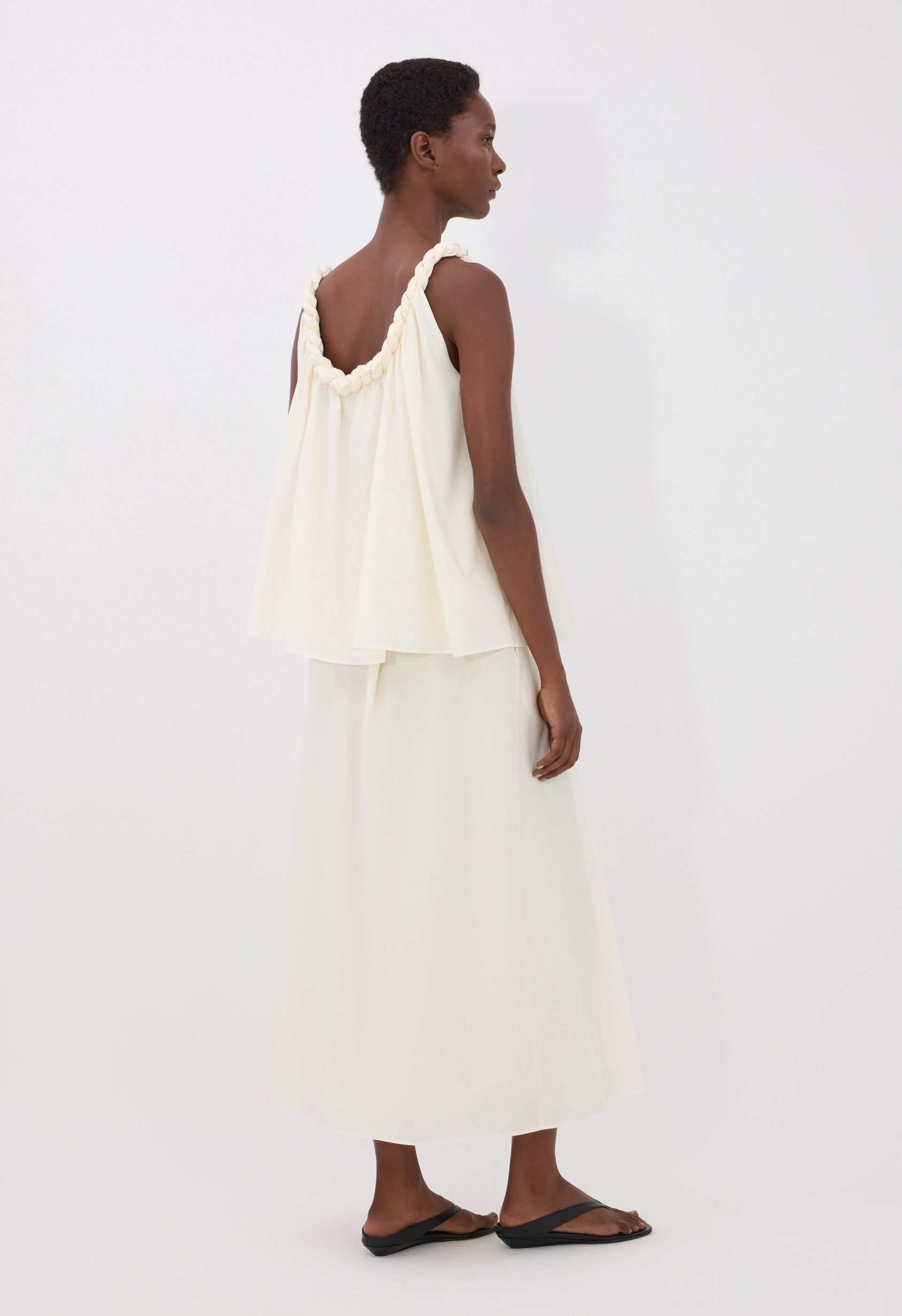 GARINO Cotton silk voile gathered top