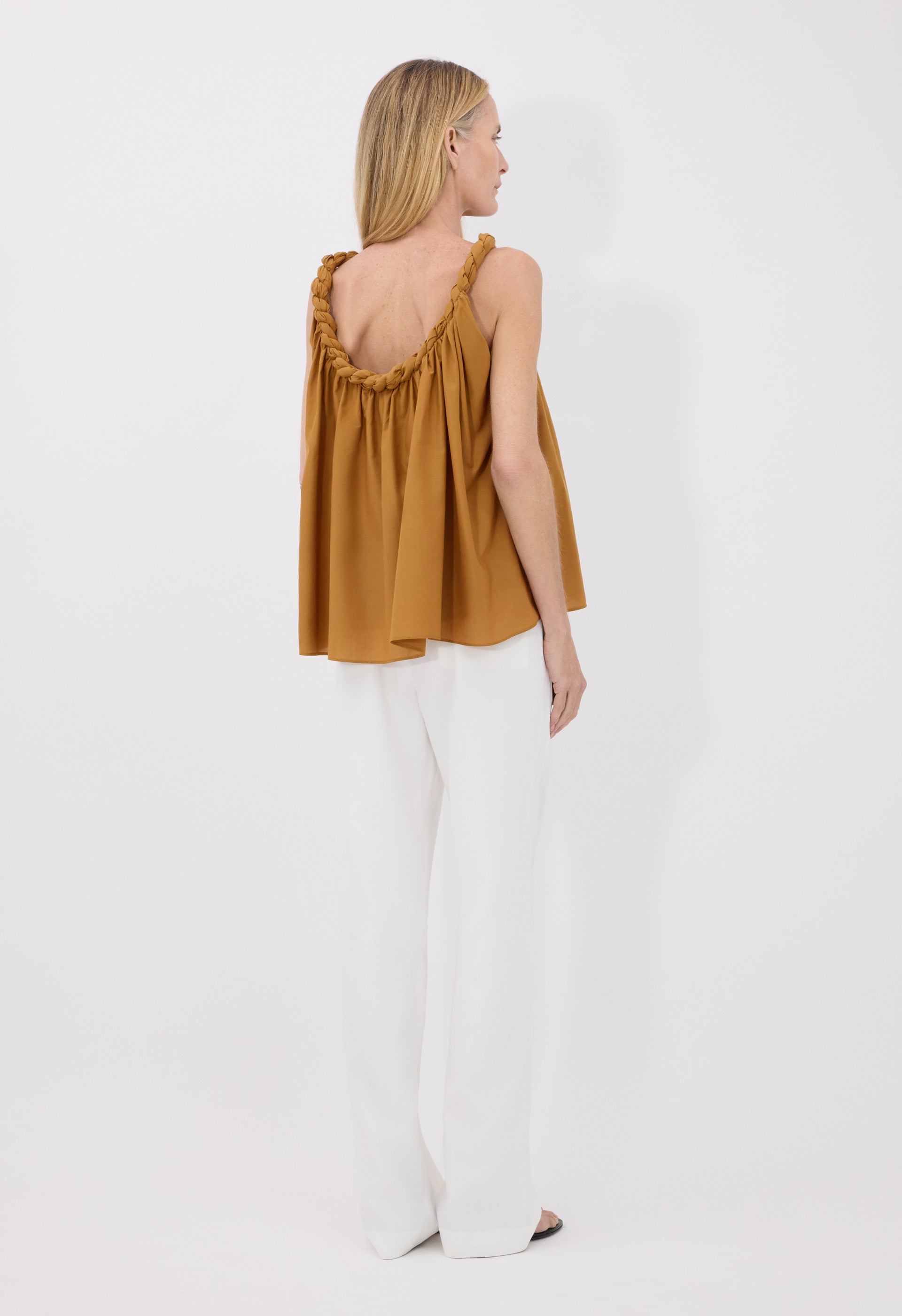 GARINO Cotton silk voile gathered top