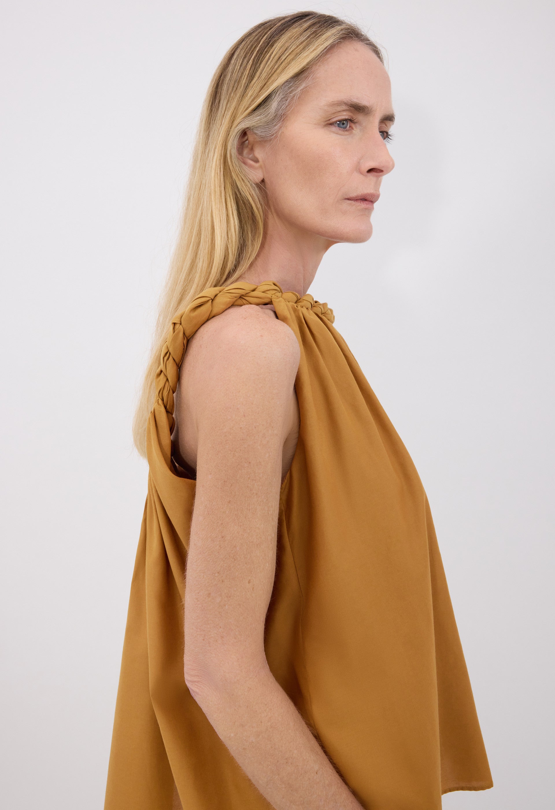 GARINO Cotton silk voile gathered top