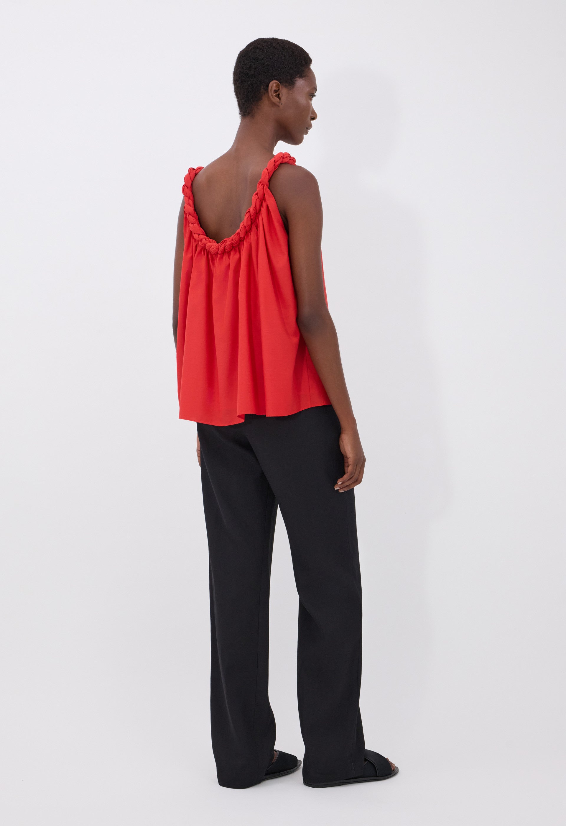 GARINO Cotton silk voile gathered top