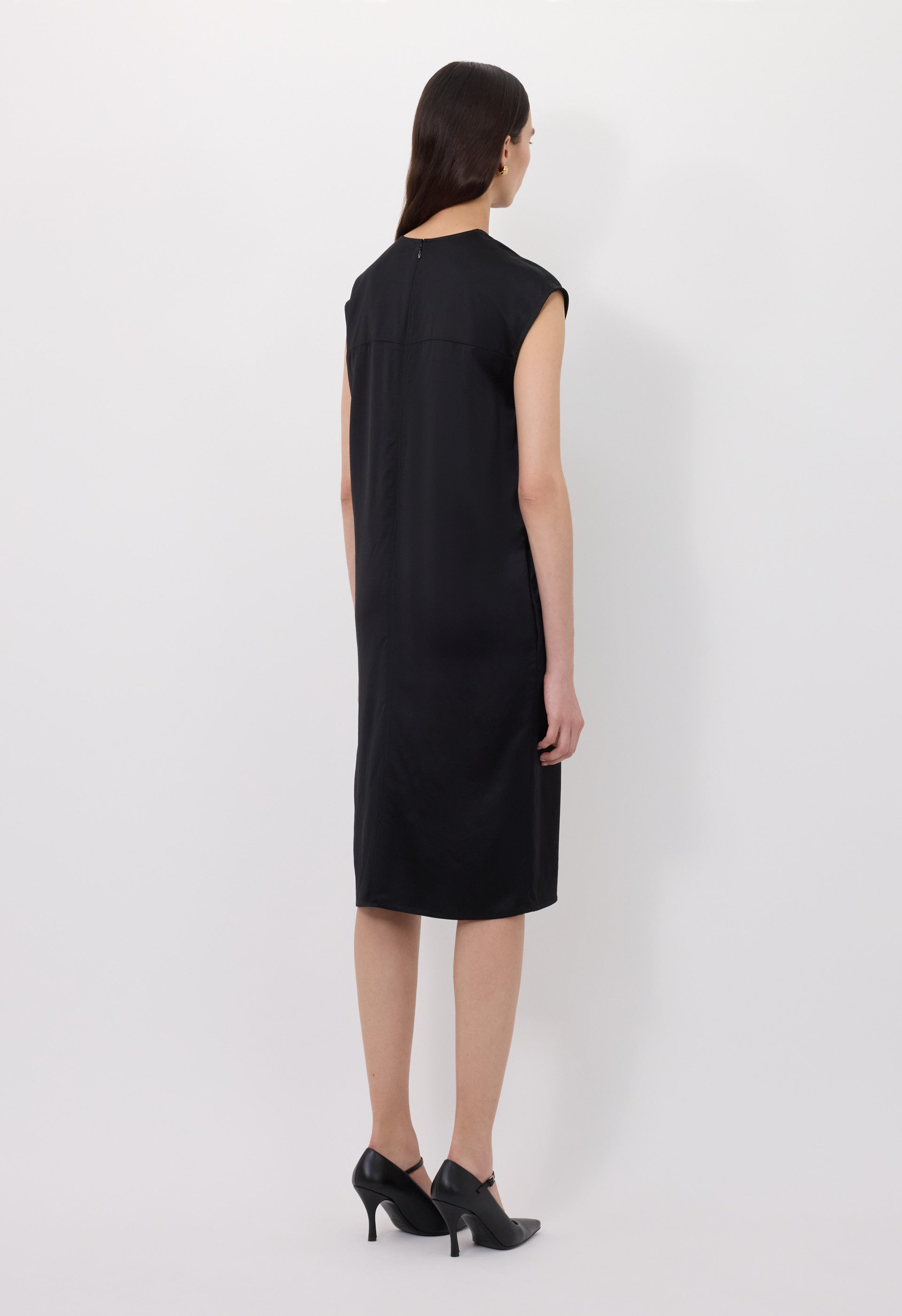 【関税込み】Loulou de Saison ブラック Siple ミディアムドレス LouLou De Saison Siple Strapless Satin Midi Dress | Black