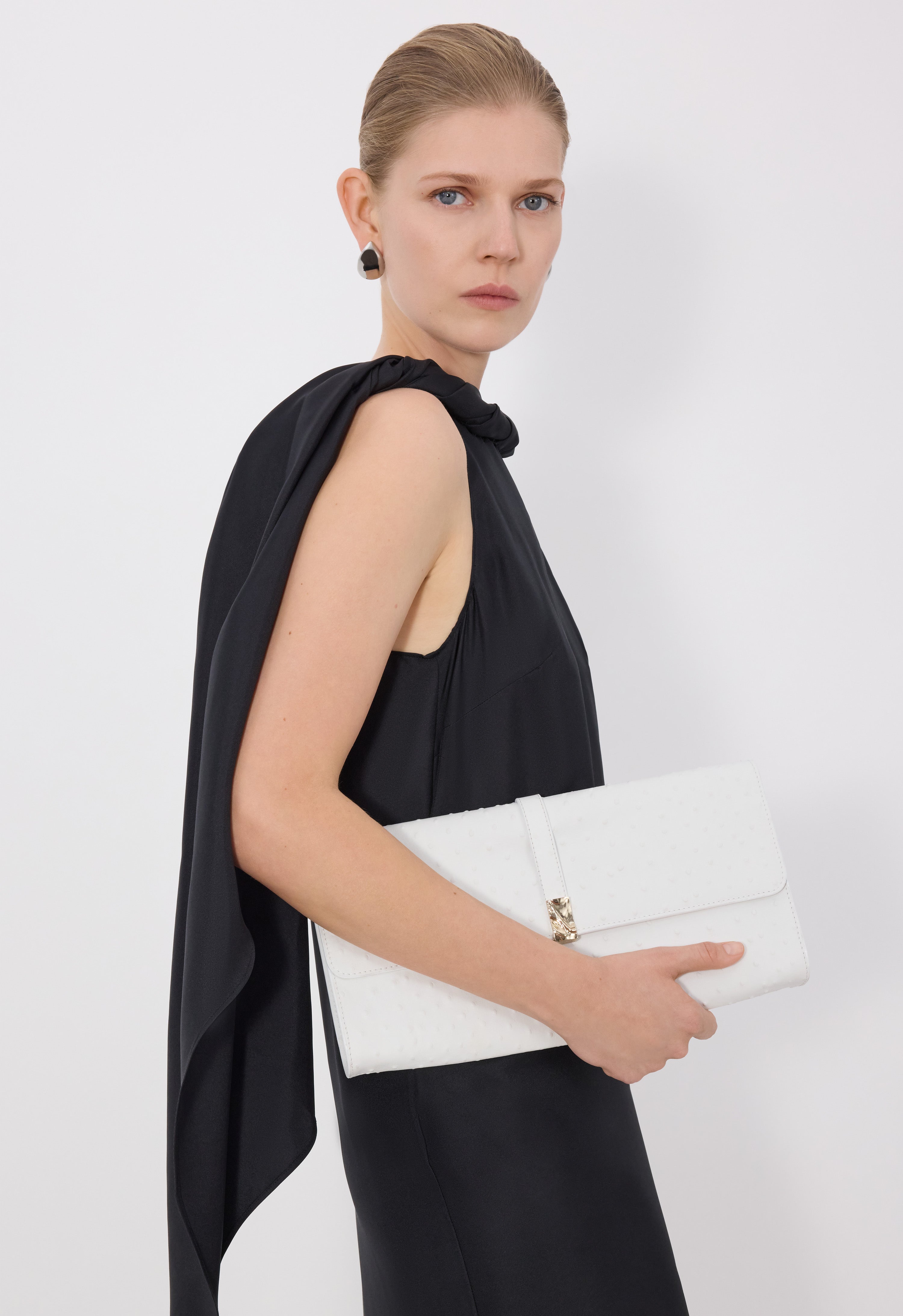 MOHINI Ostrich-effect leather clutch
