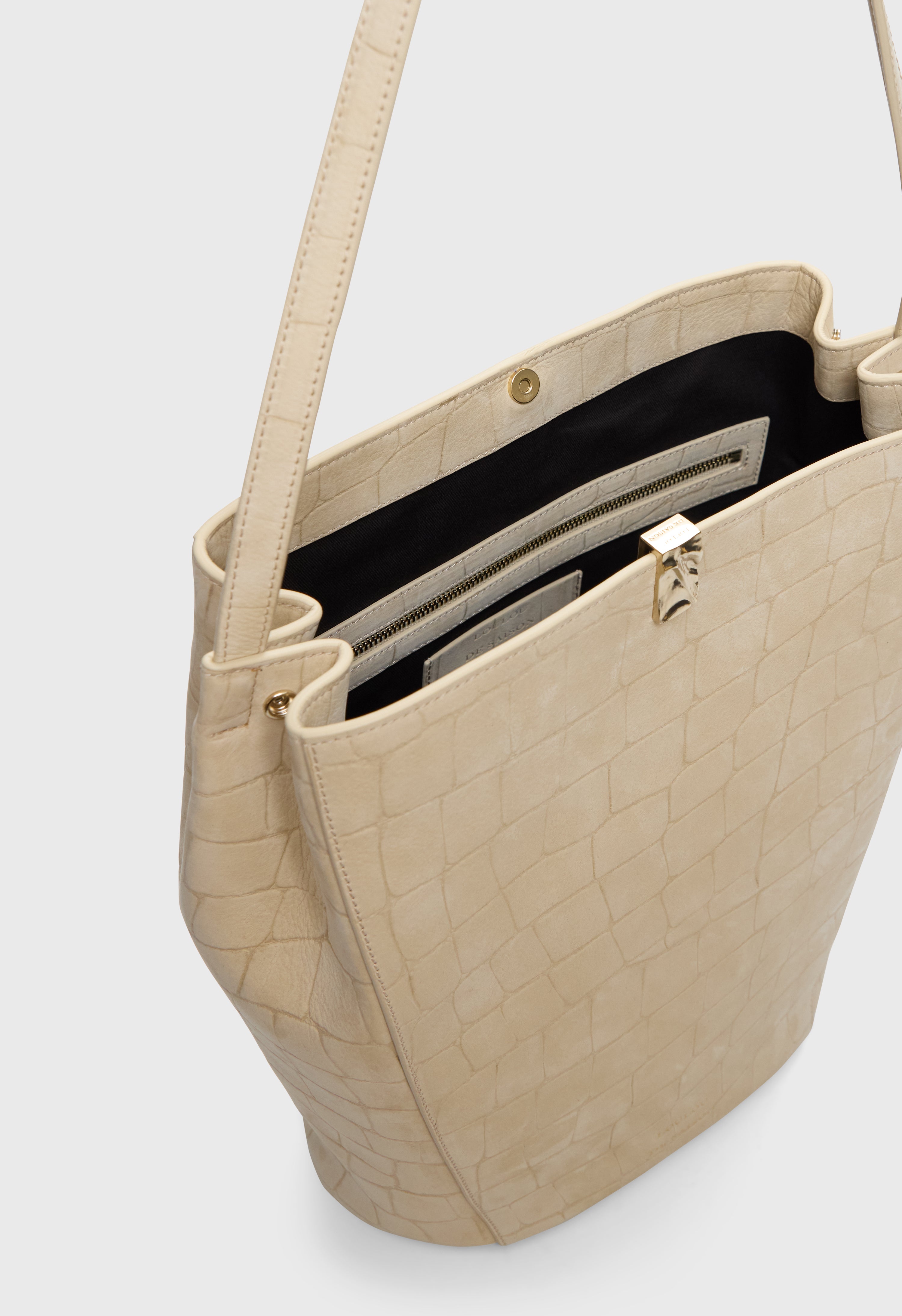 AUDREY Sac seau en cuir nubuck embossé