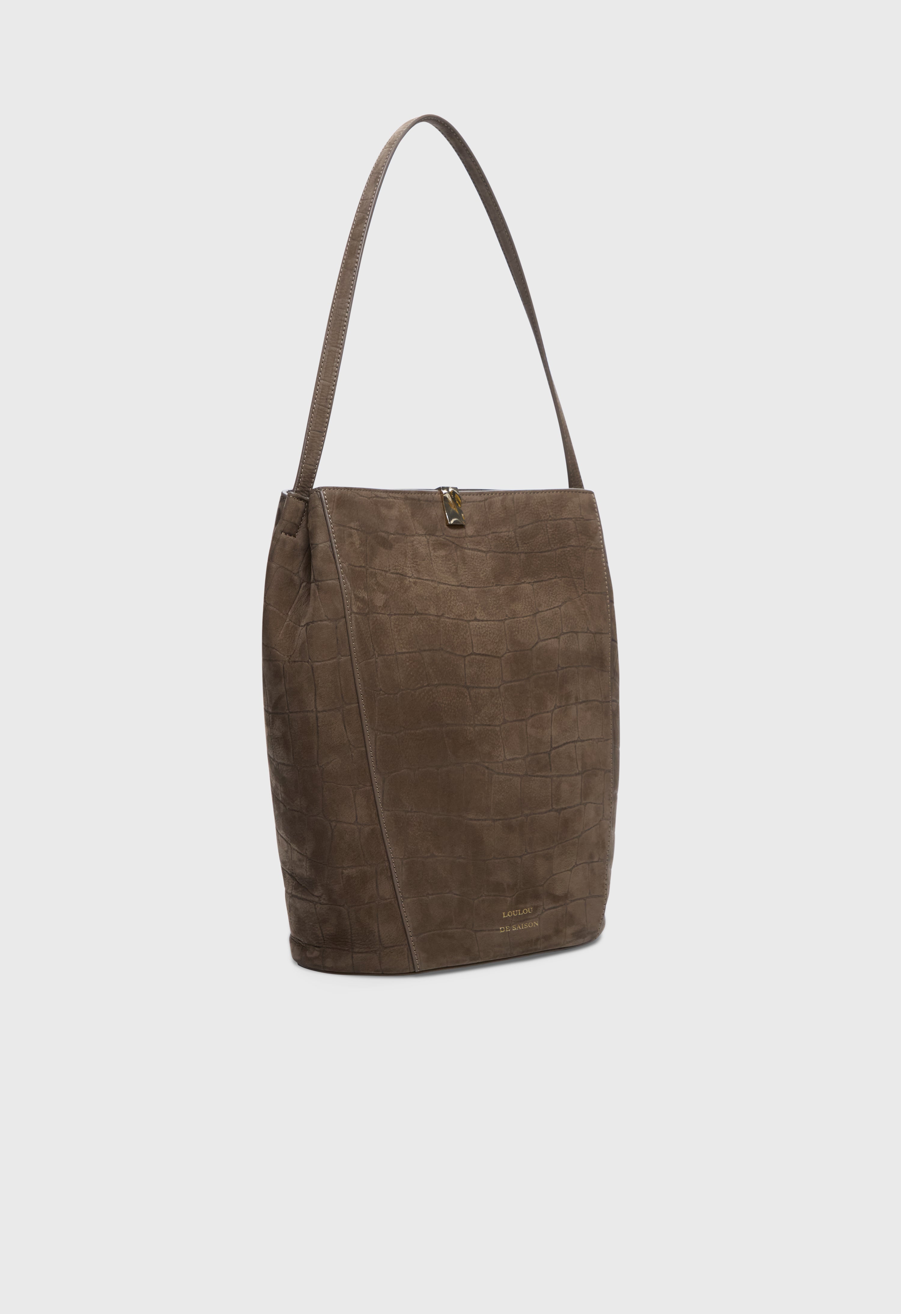 AUDREY Sac seau en cuir nubuck embossé
