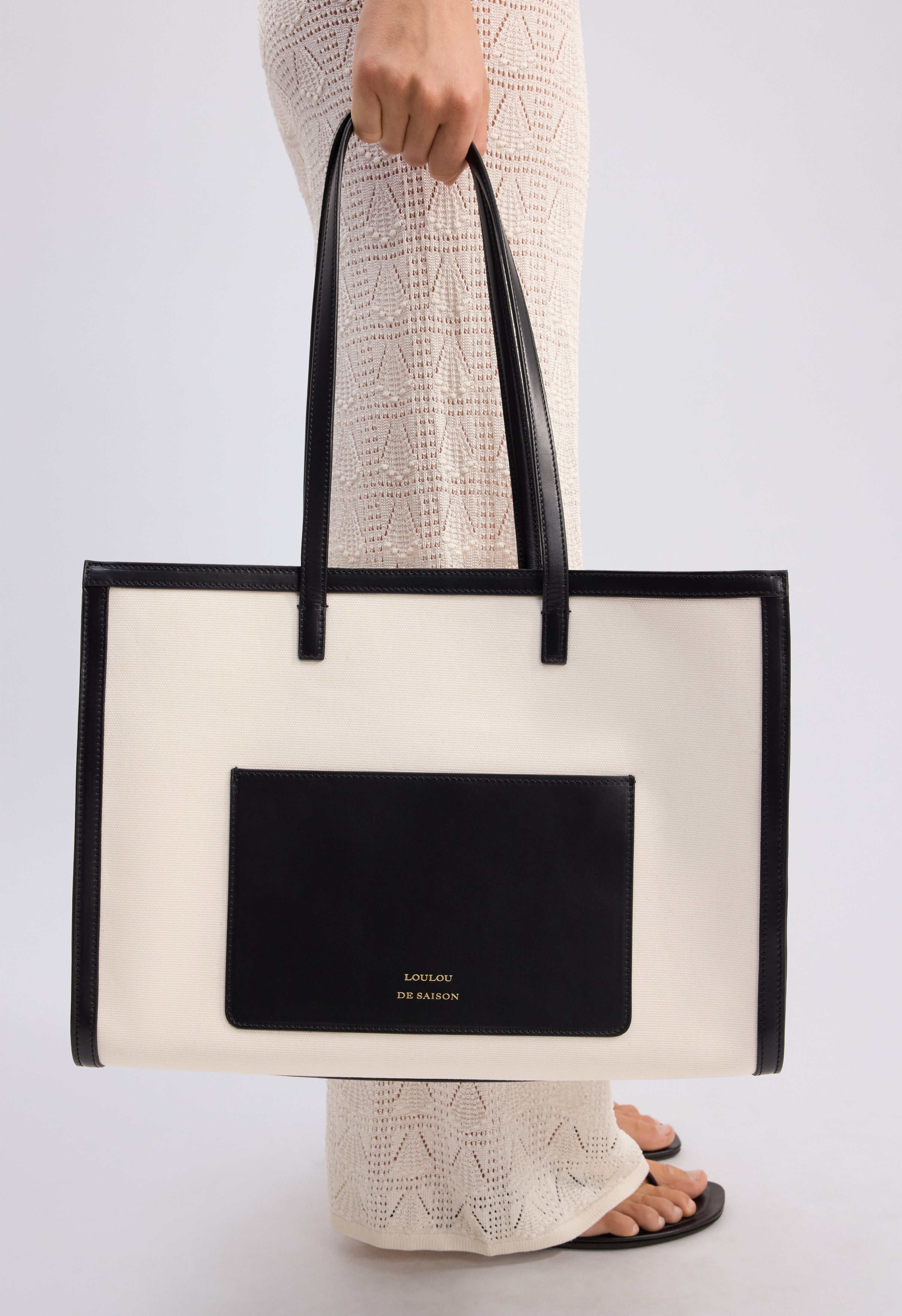 ARABELLA Cotton canvas and leather tote bag