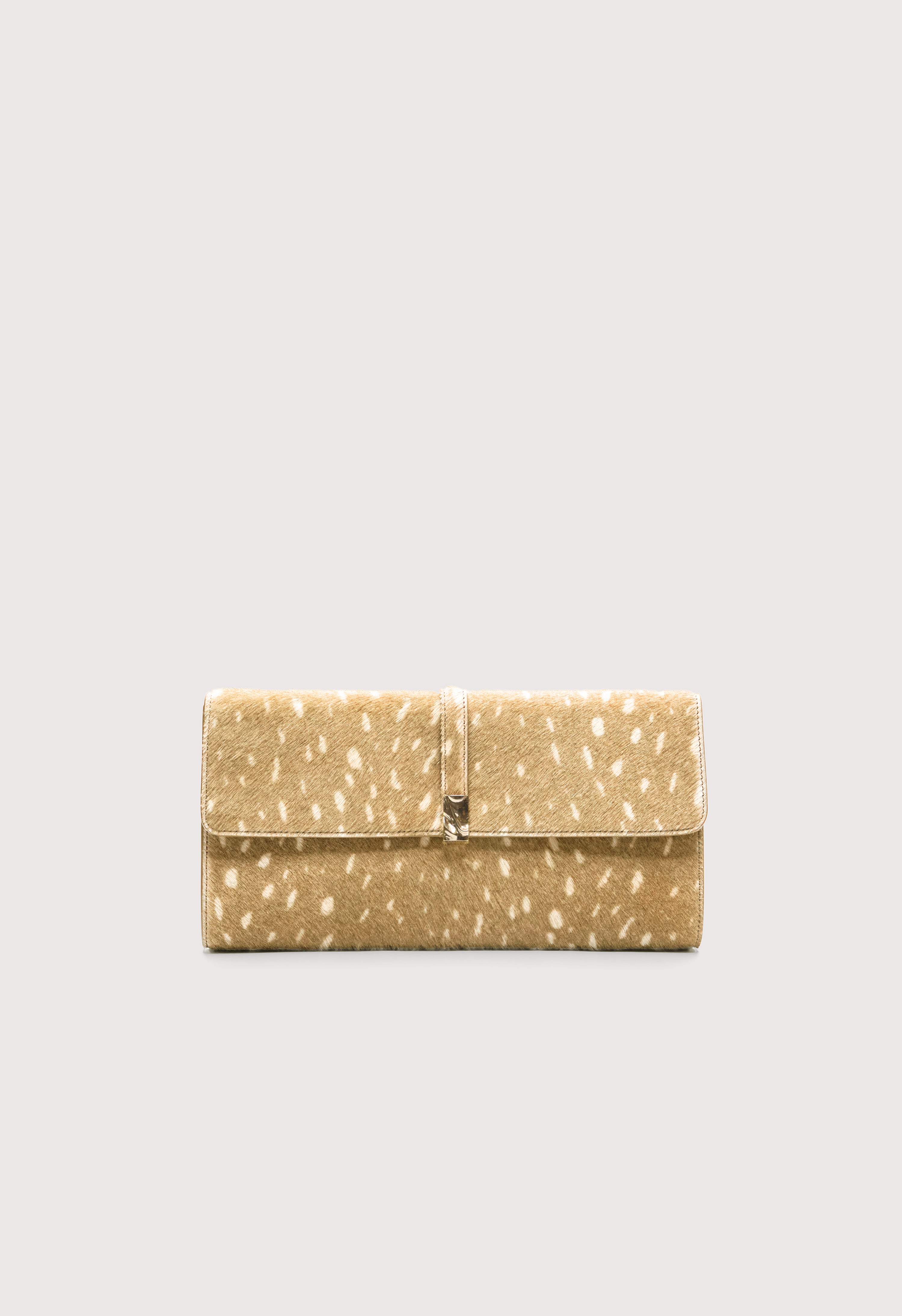 PIPER Deer print pony-effect leather clutch