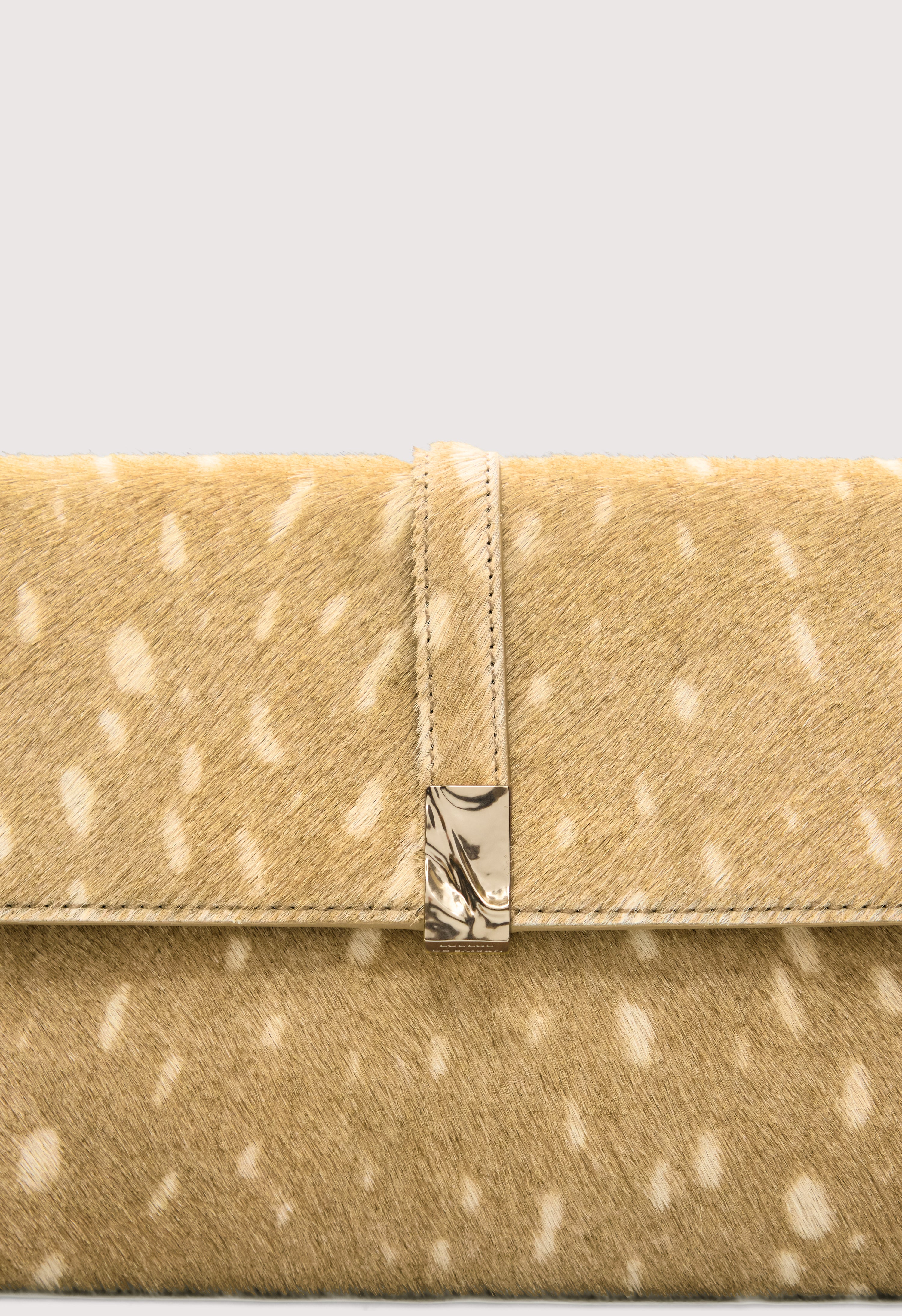 PIPER Deer print pony-effect leather clutch