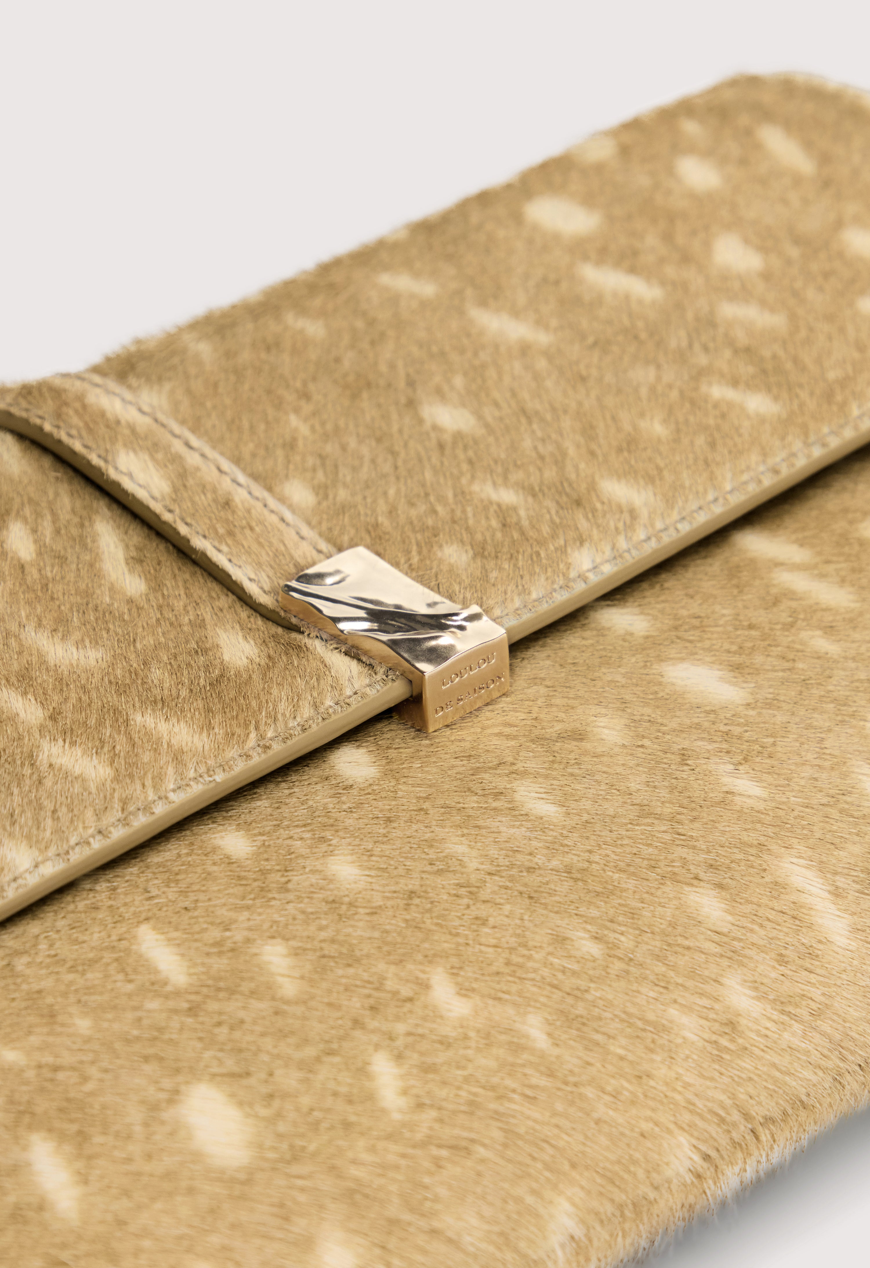 PIPER Deer print pony-effect leather clutch