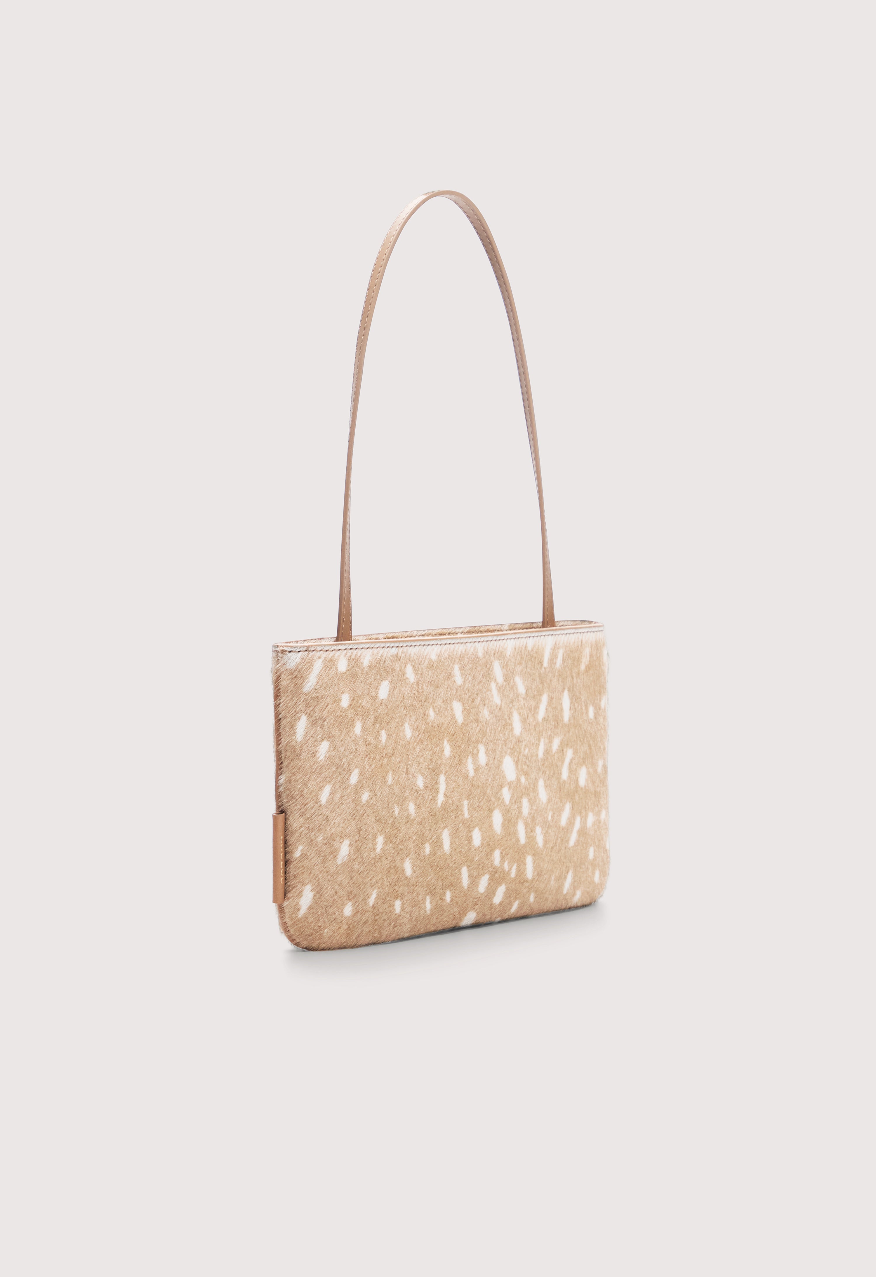 ENID Small deer print pony-effect baguette bag