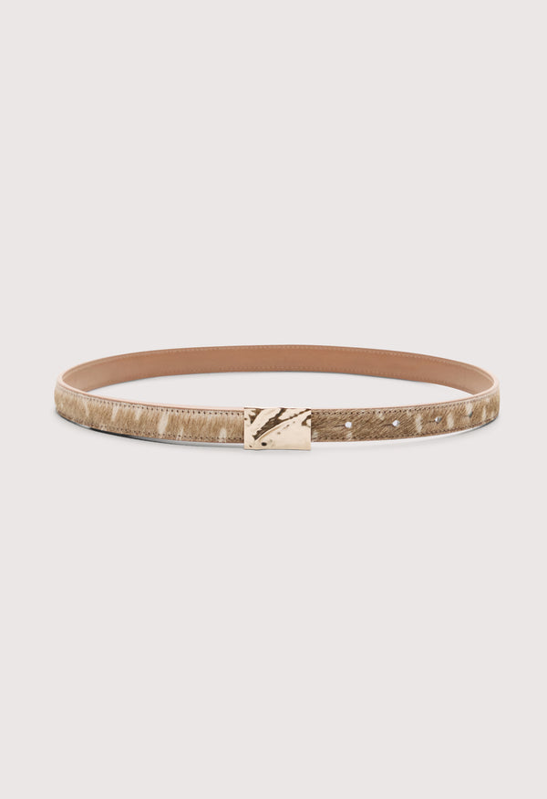CHARLOTTE Deer print pony-effect leather belt