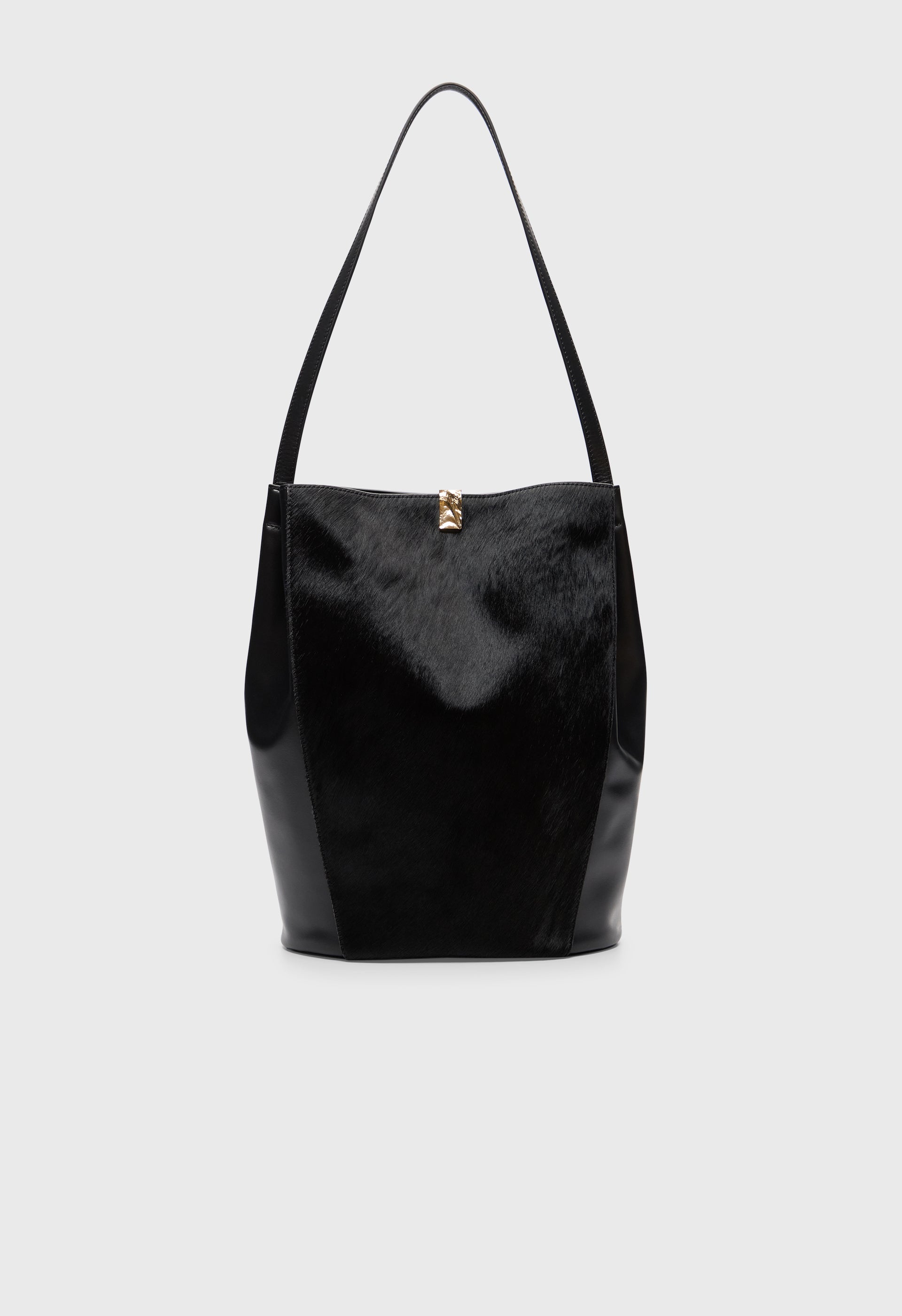 ODILE Pony-effect leather bucket bag
