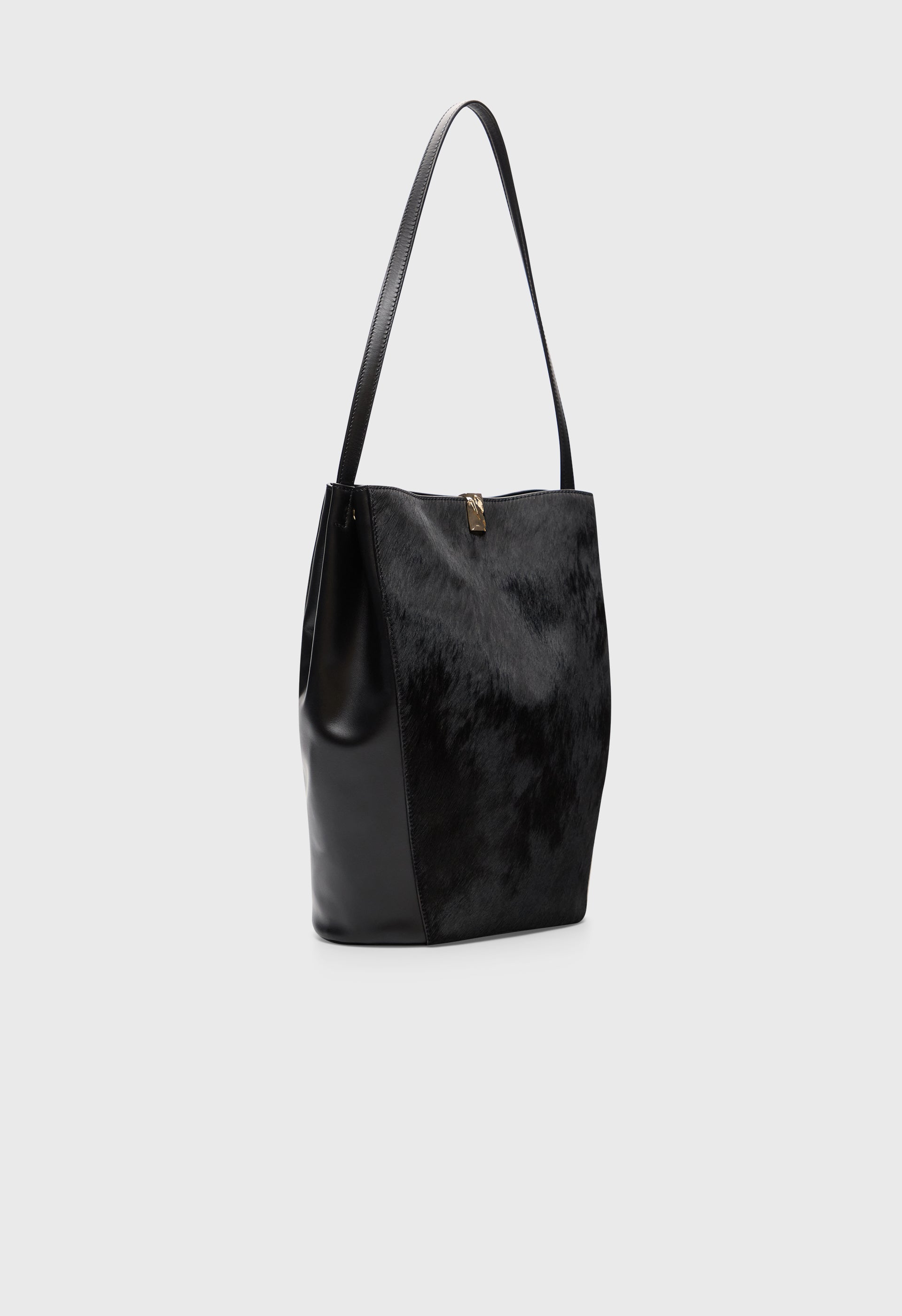 ODILE Pony-effect leather bucket bag