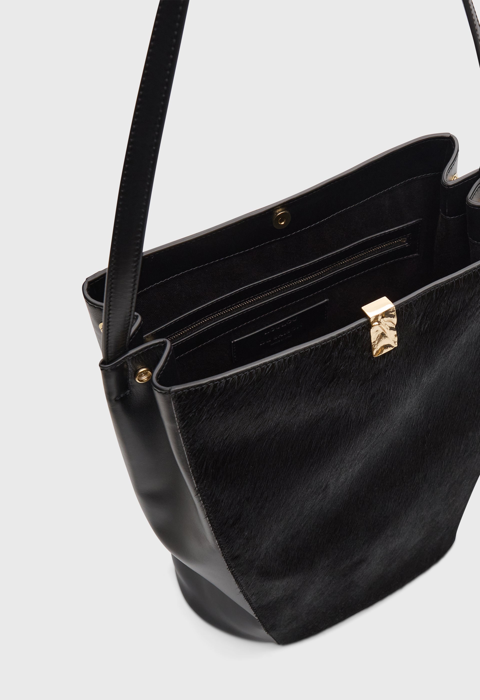 ODILE Pony-effect leather bucket bag