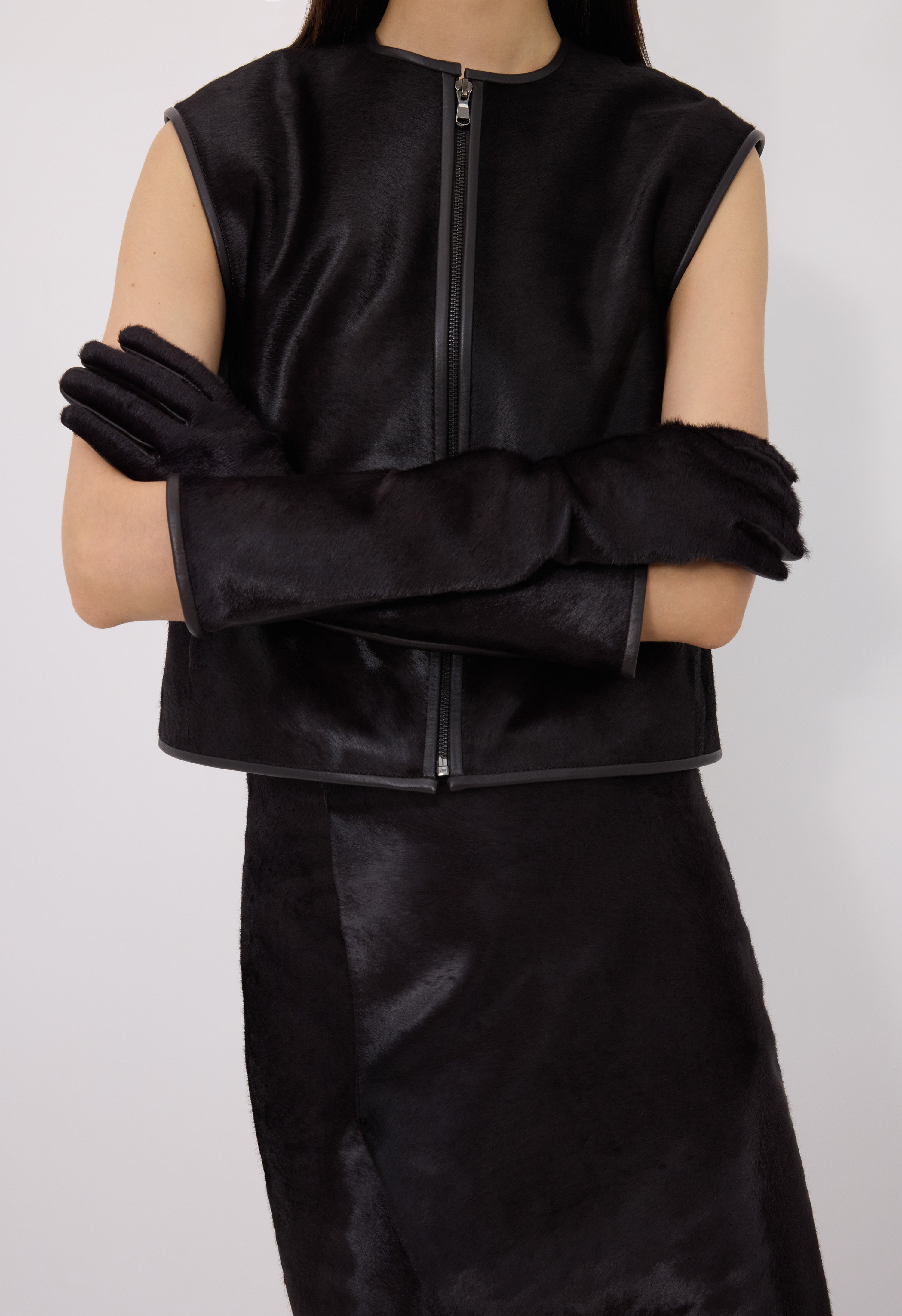 EDNA Pony-effect leather gloves