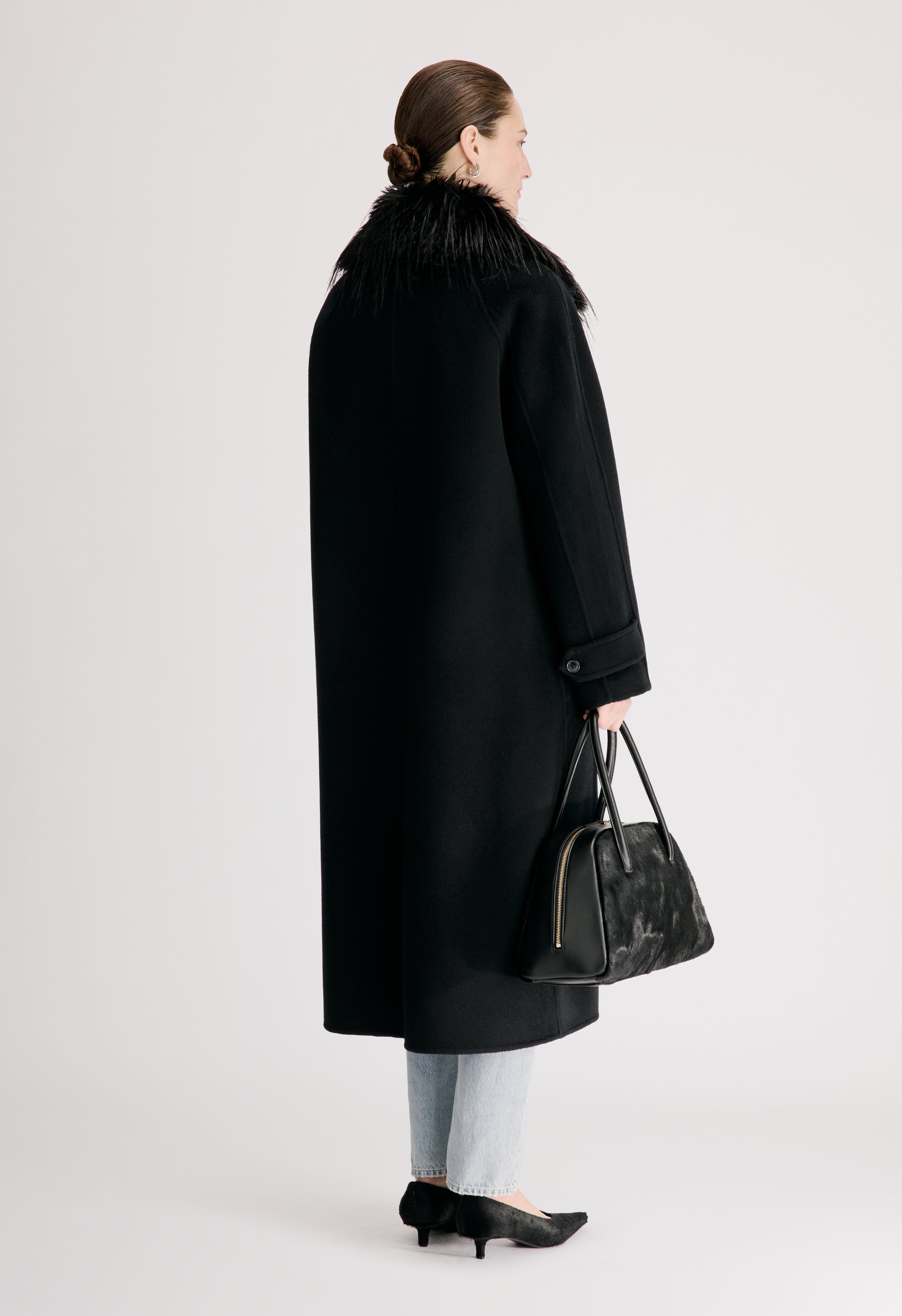 YRSA Detachable faux fur collar coat