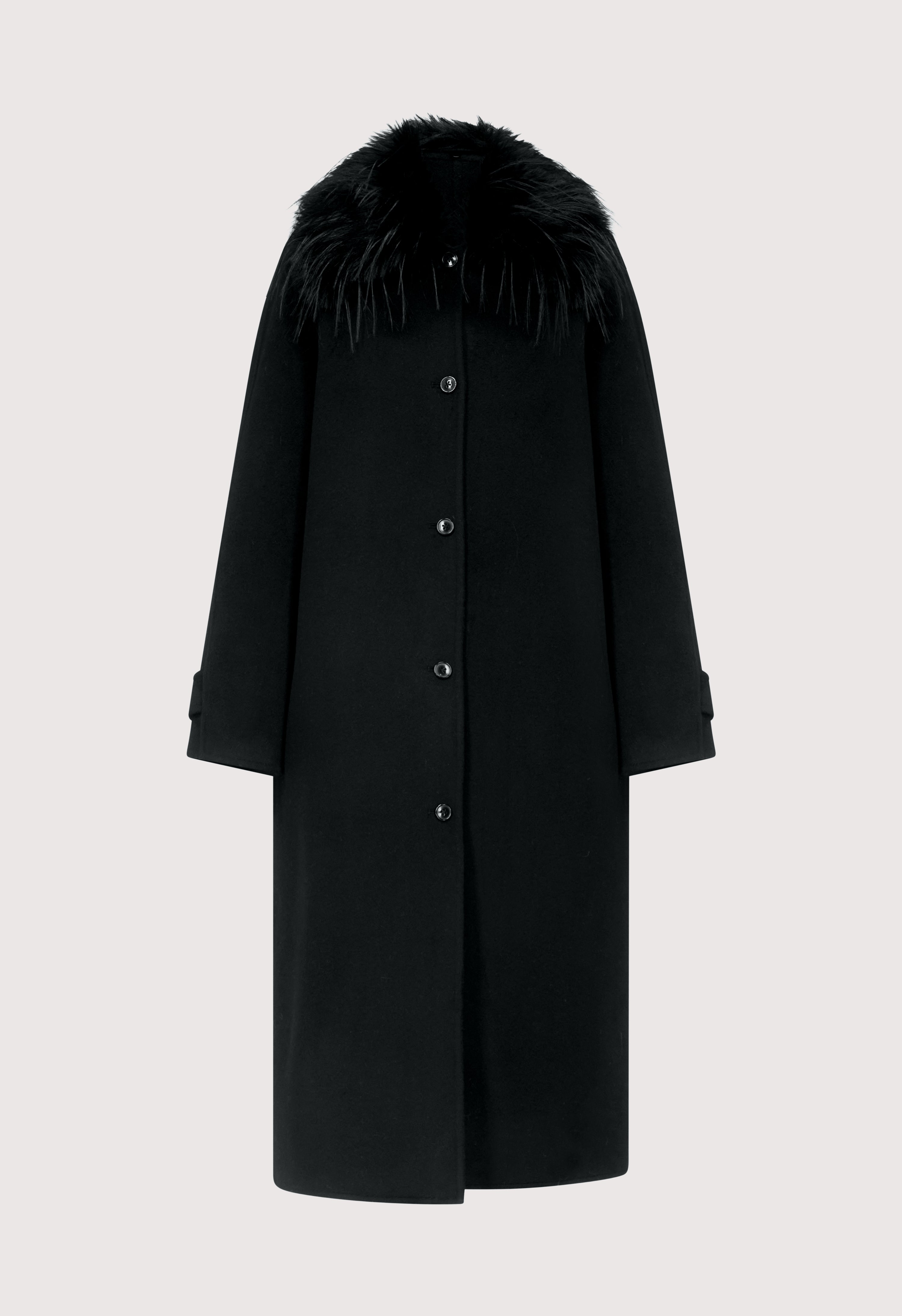 YRSA Detachable faux fur collar coat