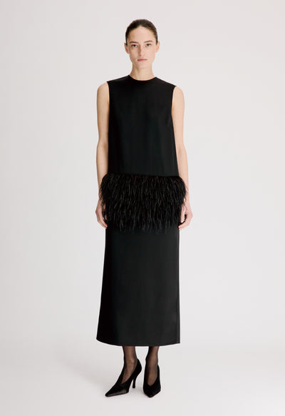 SONIA Dress with ostrich feathers detail