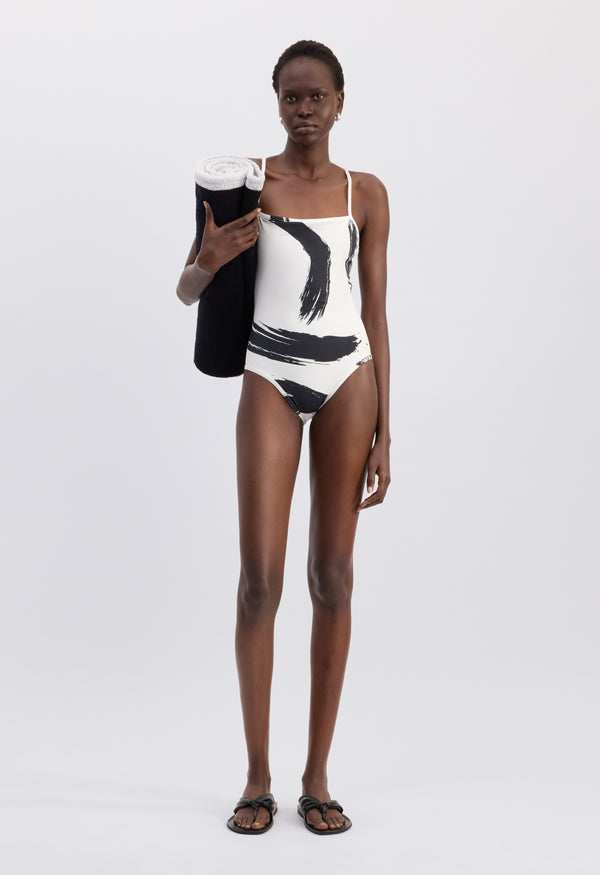 BIANCA Printed criss-crossing straps swimsuit