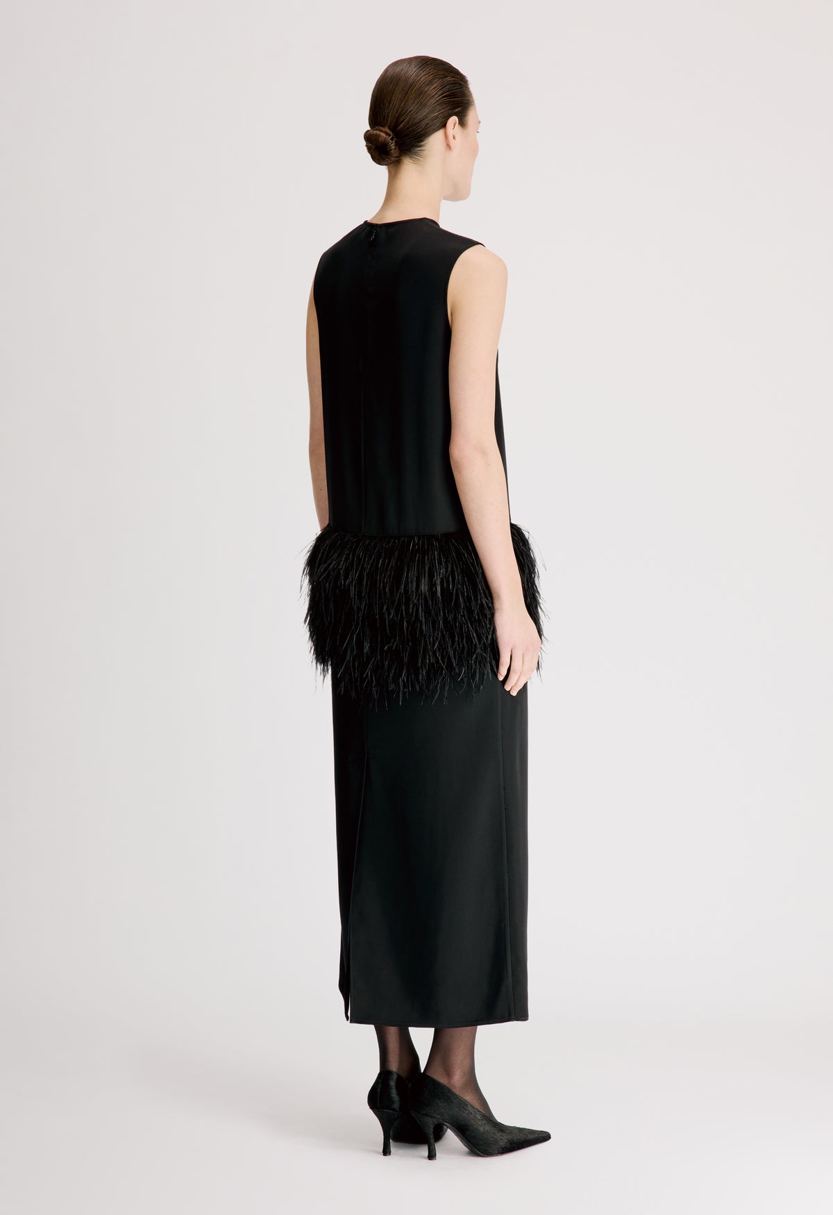 SONIA Dress with ostrich feathers detail