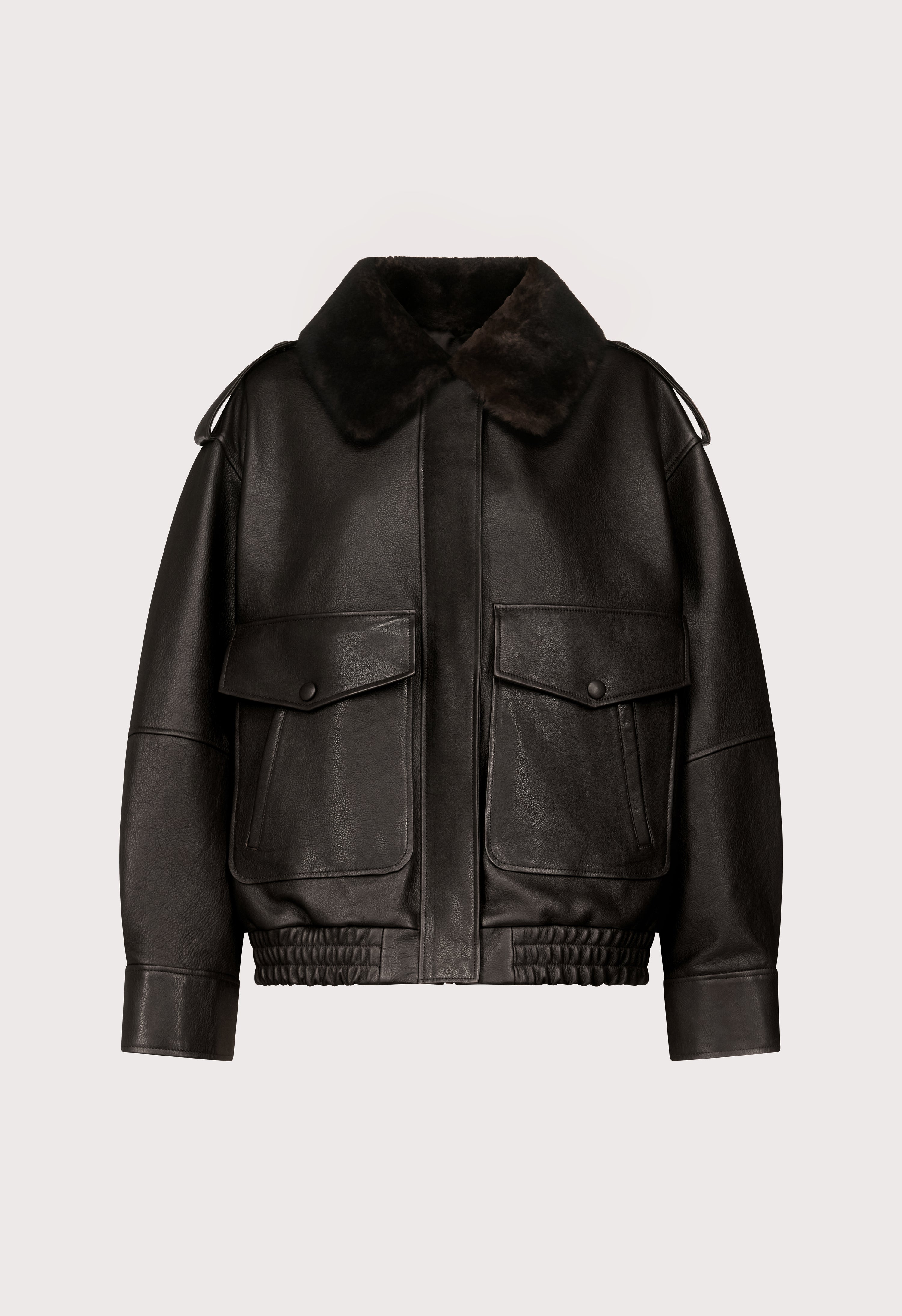 RUSSO Leather bomber with shearling collar