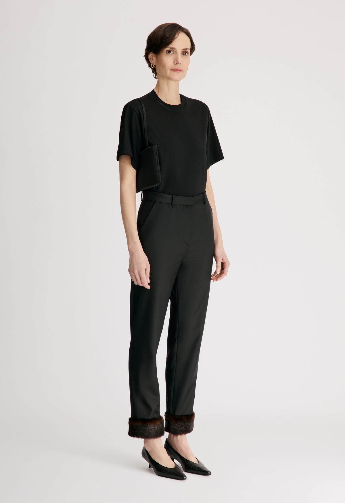 HADEN Virgin wool trousers with faux fur trim