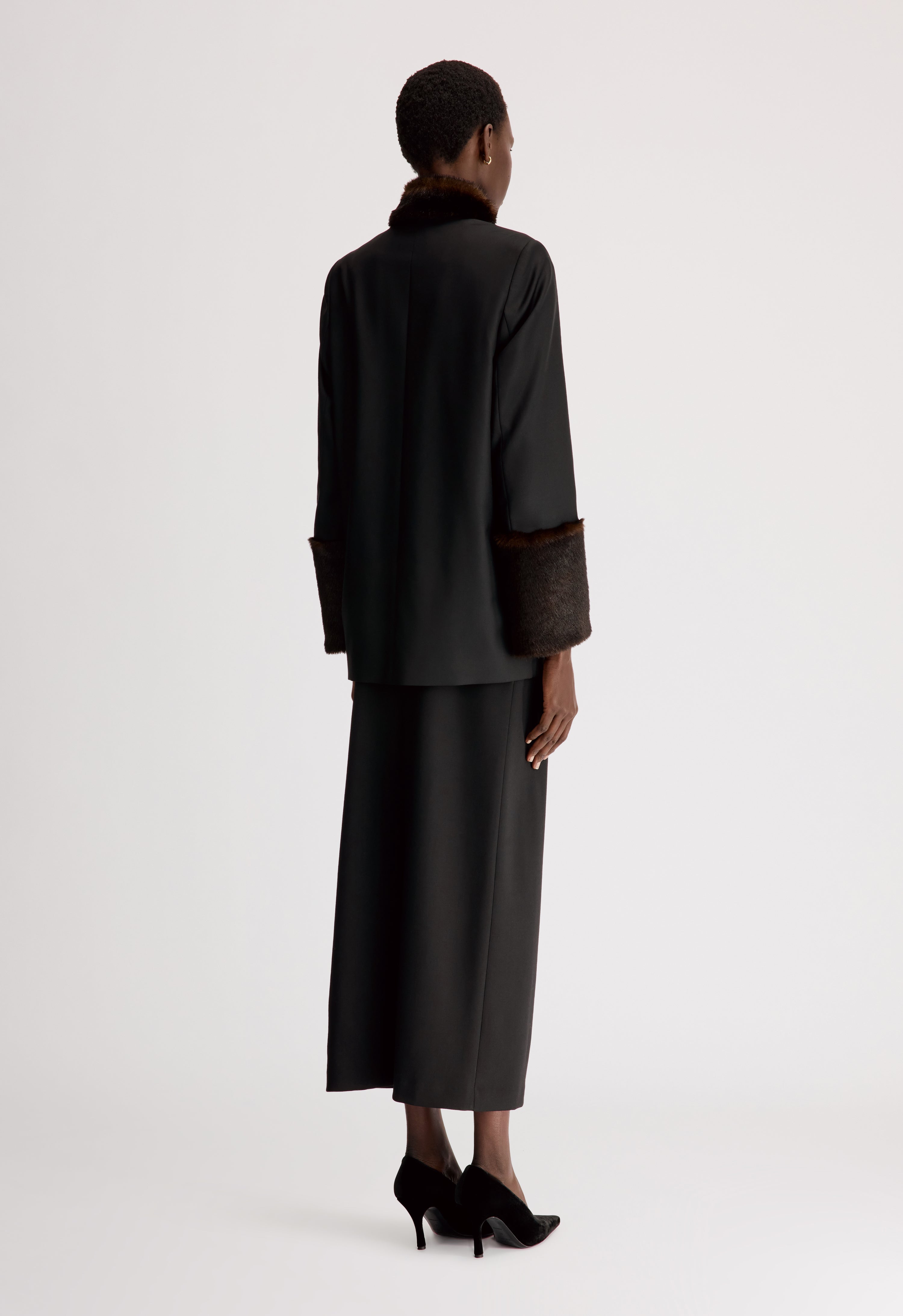 GOA Virgin wool jacket with faux fur trim