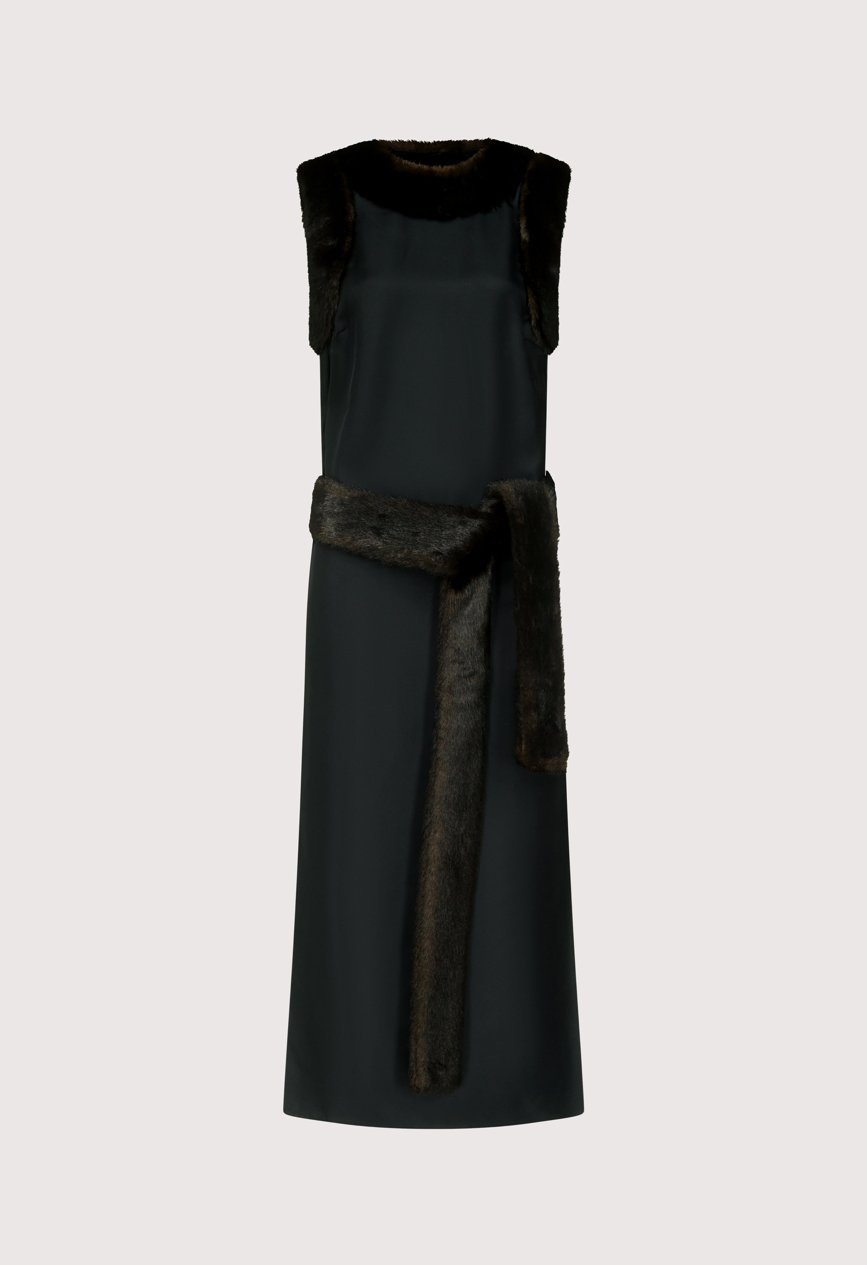 LUCA Silk twill and faux fur dress