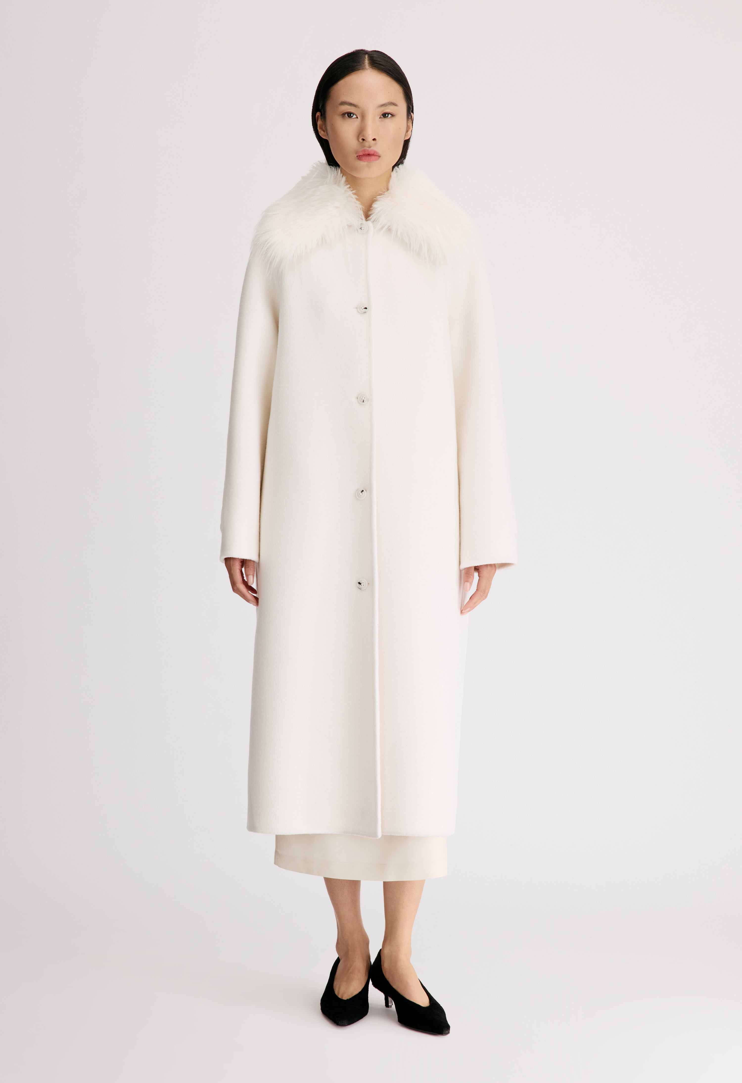 YRSA Detachable faux fur collar coat