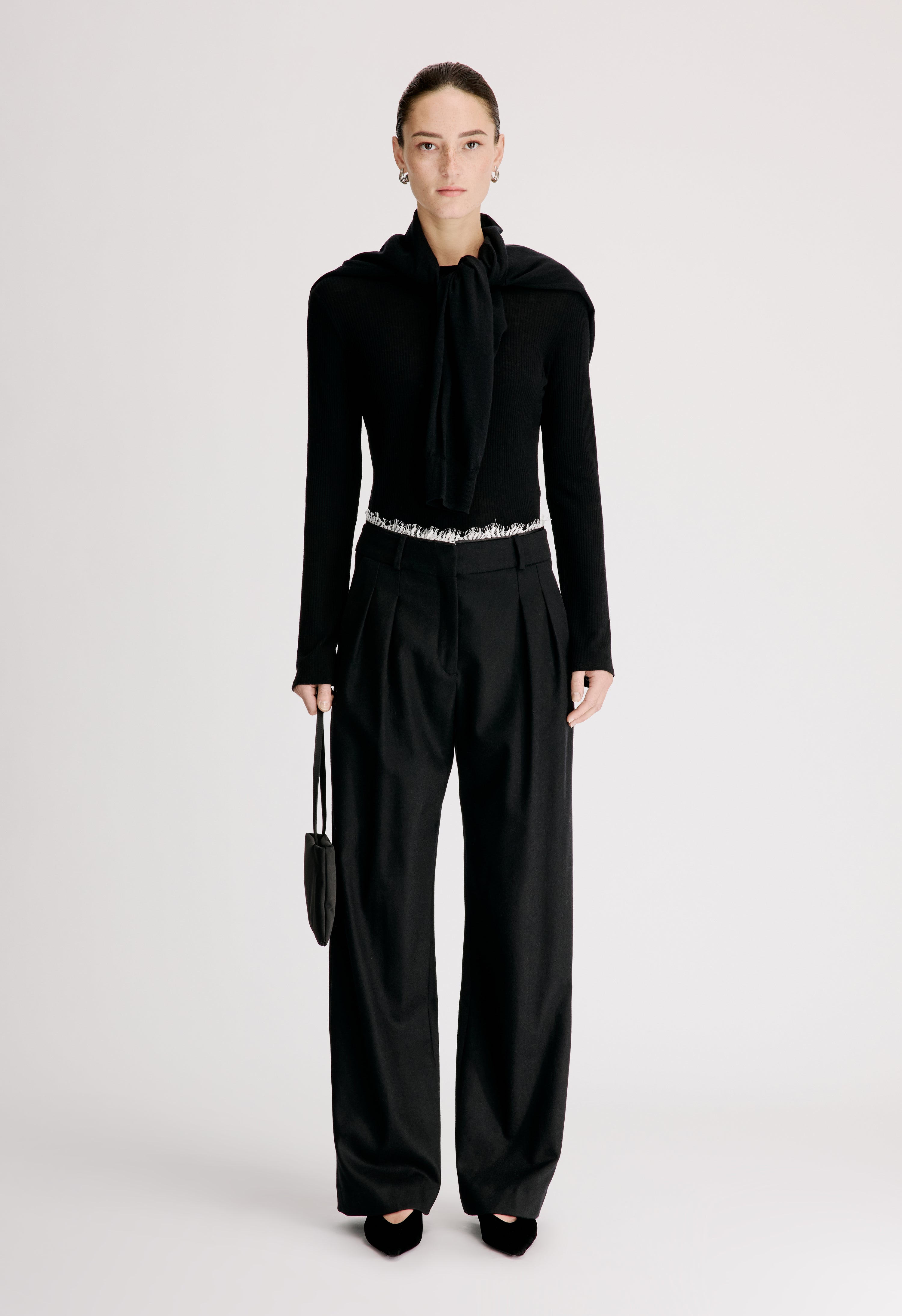 SAUL Lace trim pleated trousers