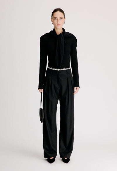 SAUL Pantalon à plis avec bordure en dentelle