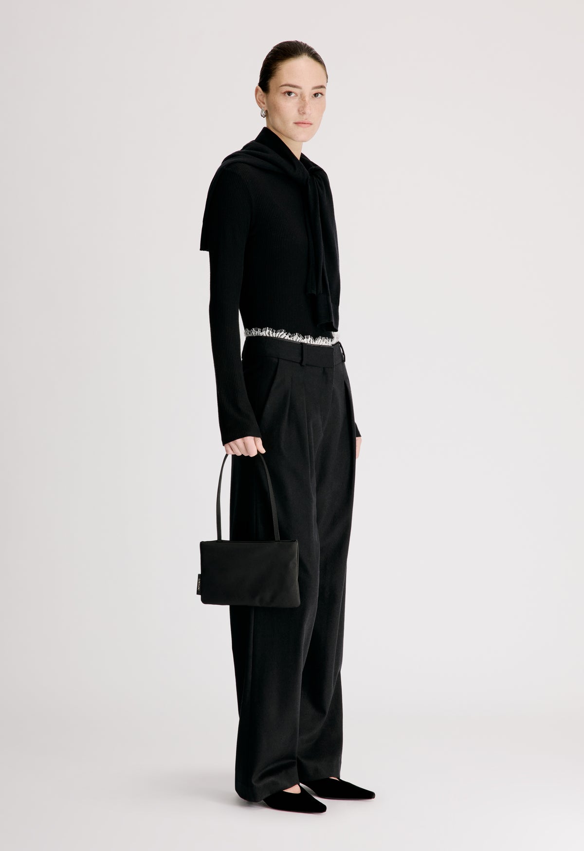 SAUL Lace trim pleated trousers