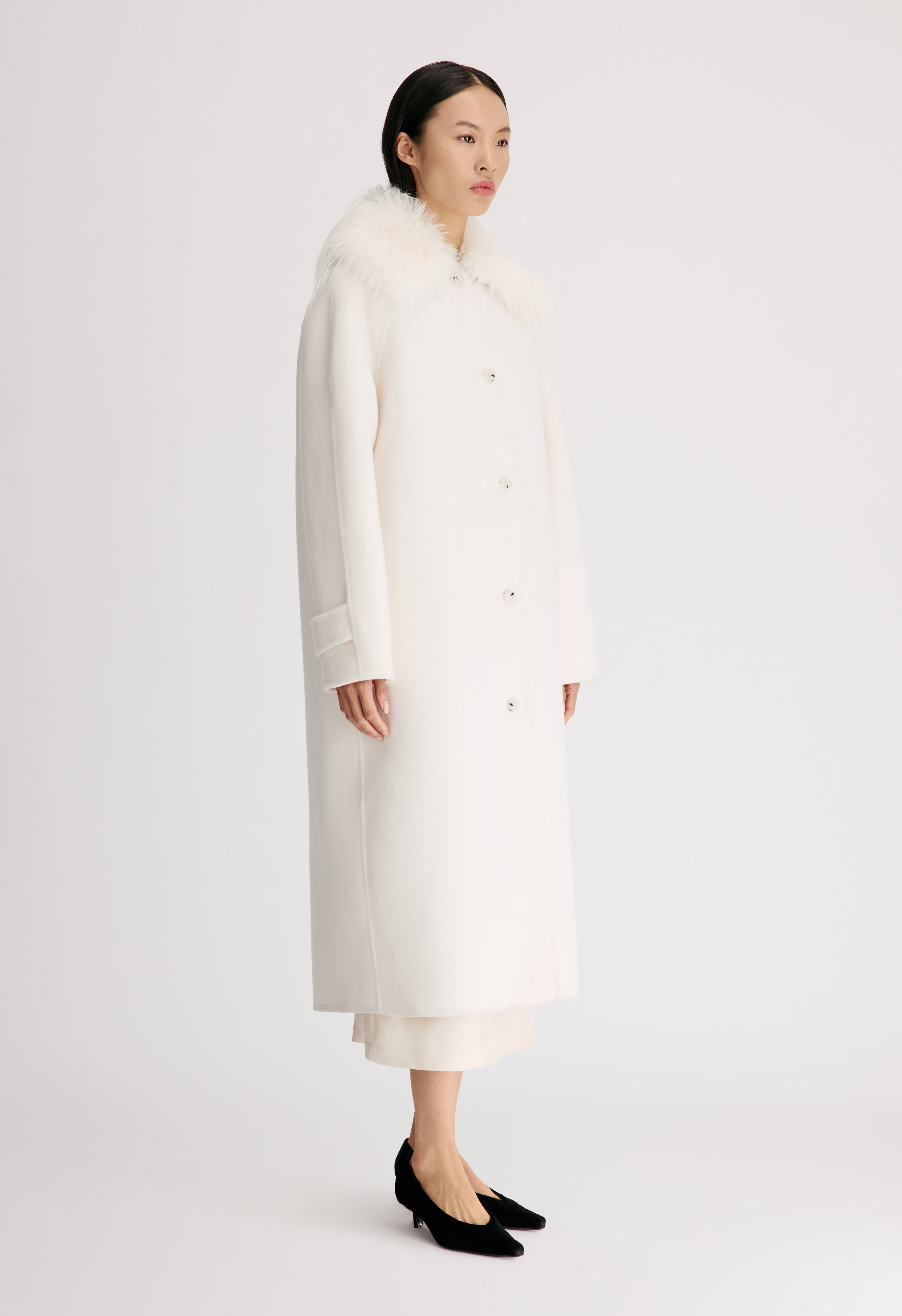 YRSA Detachable faux fur collar coat