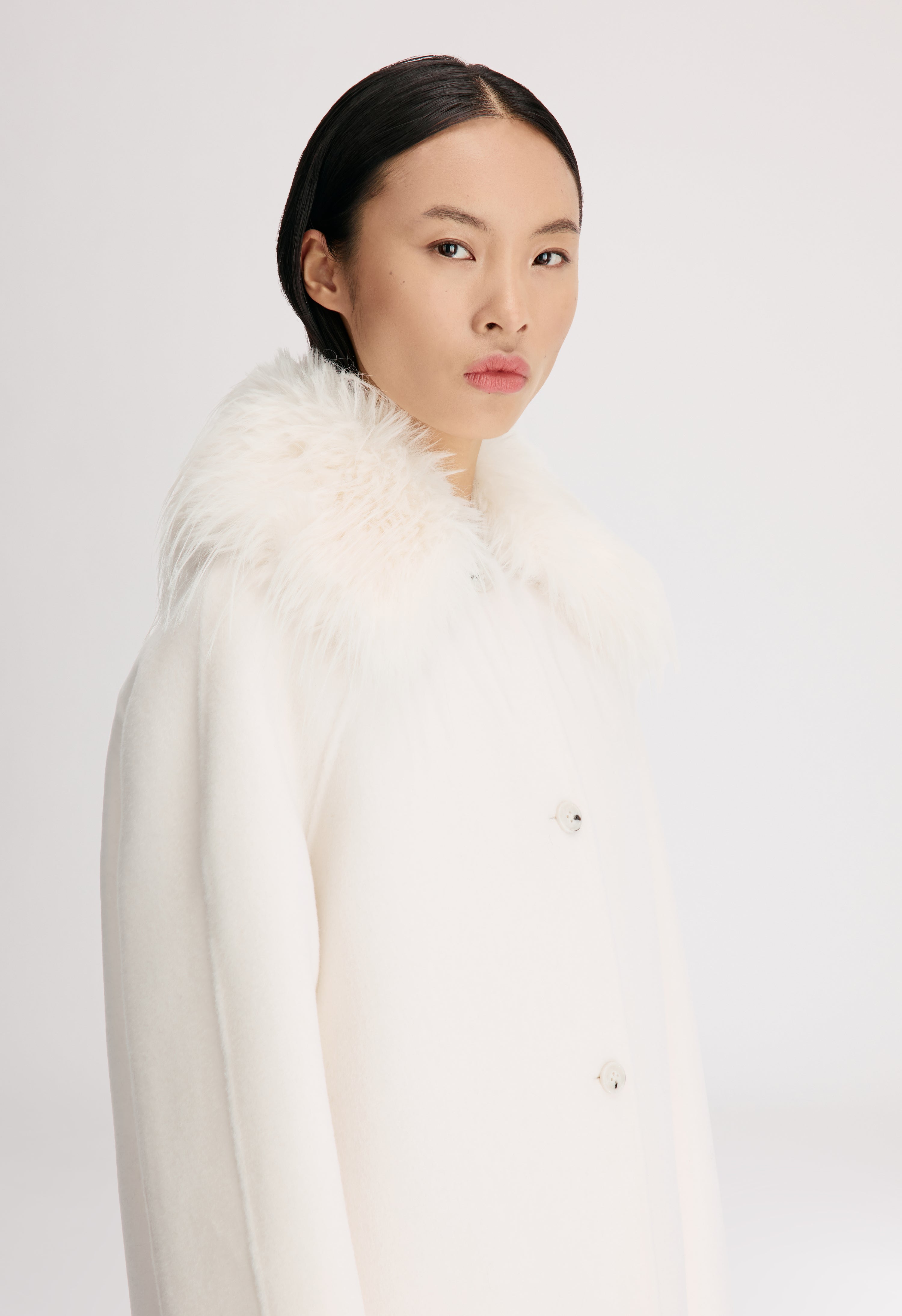 YRSA Detachable faux fur collar coat