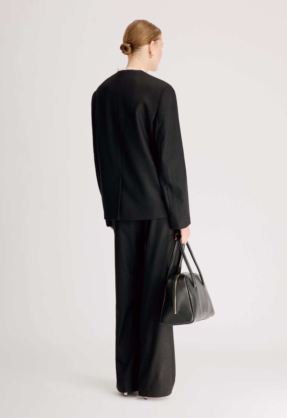 LEANDRA Double breasted lace trim jacket