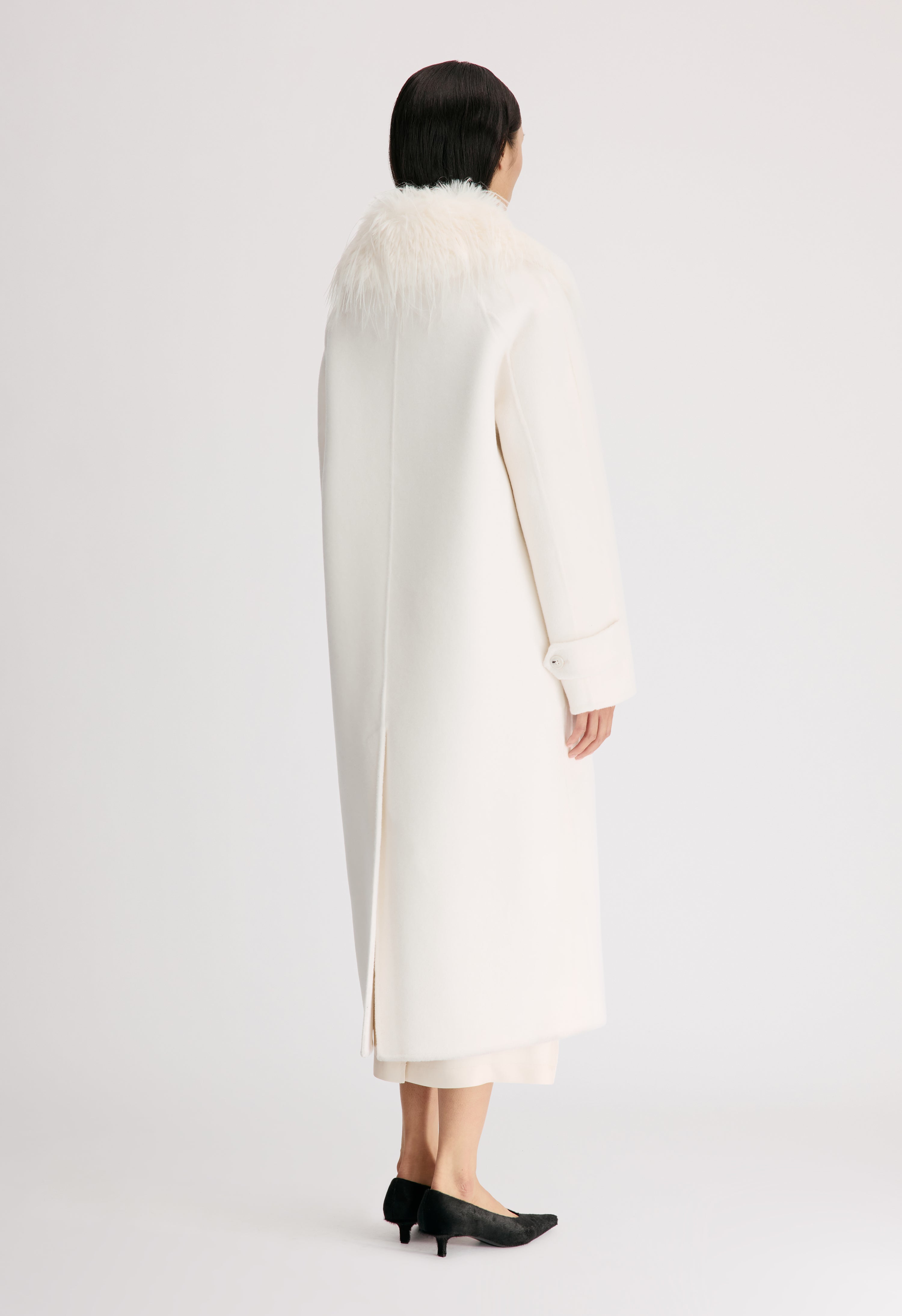 YRSA Detachable faux fur collar coat