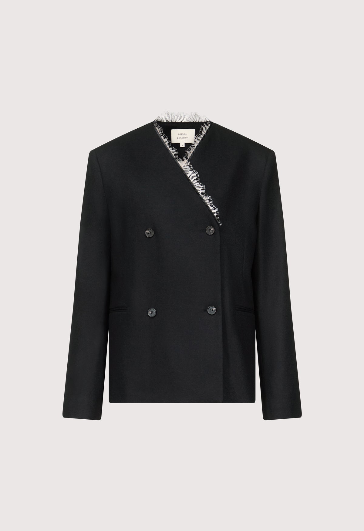 LEANDRA Double breasted lace trim jacket