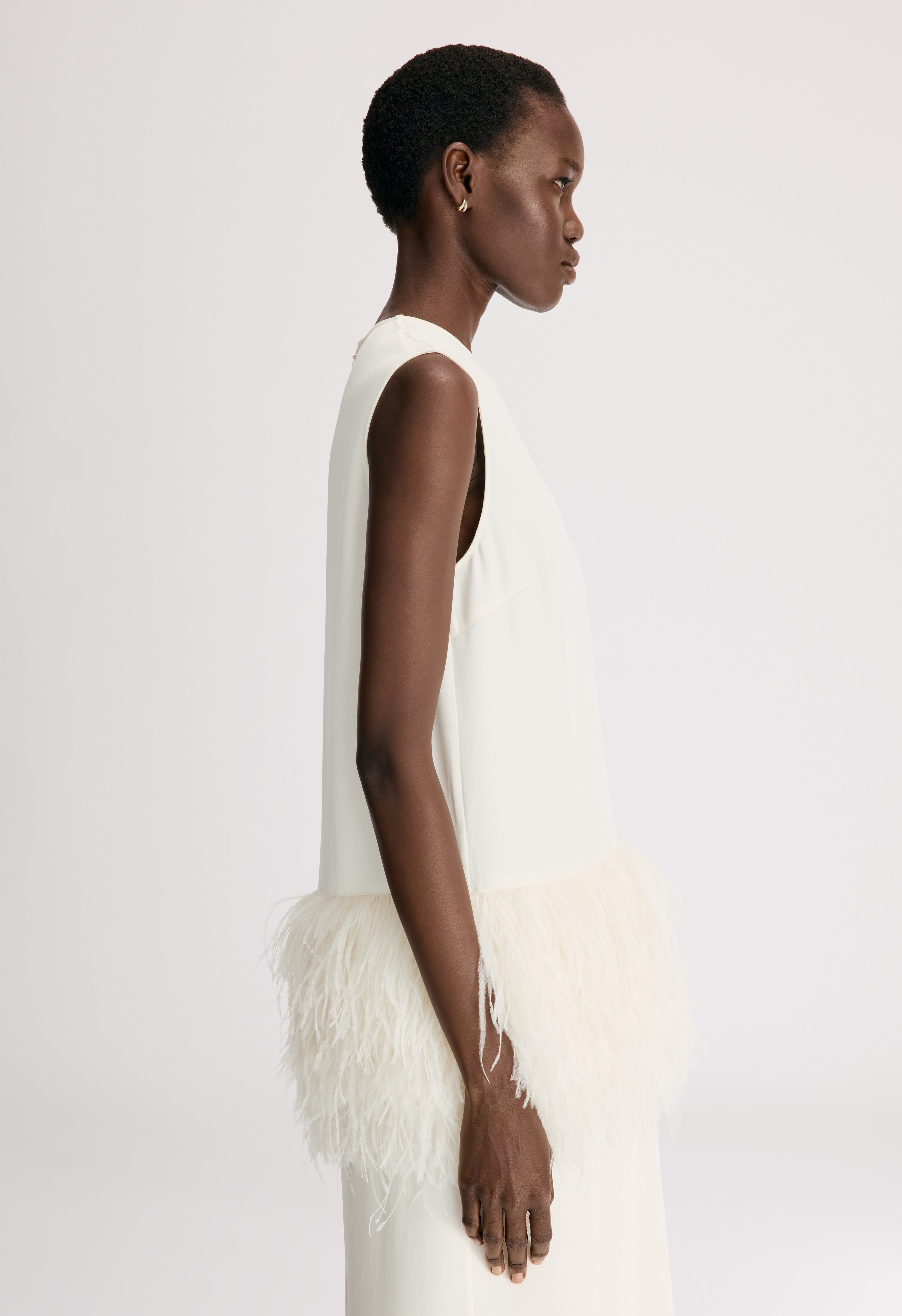 SONIA Dress with ostrich feathers detail