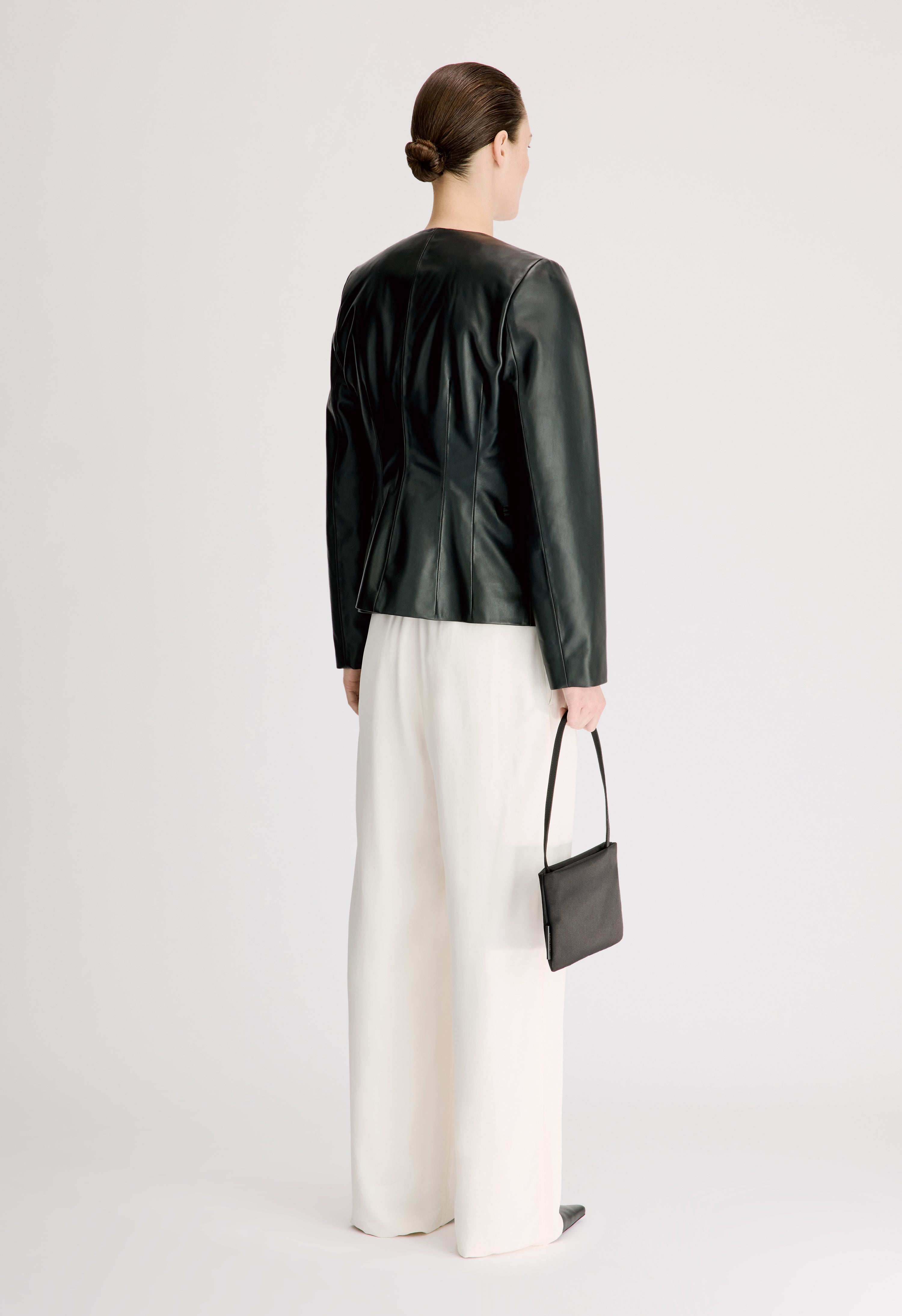 ADEA Collarless leather jacket
