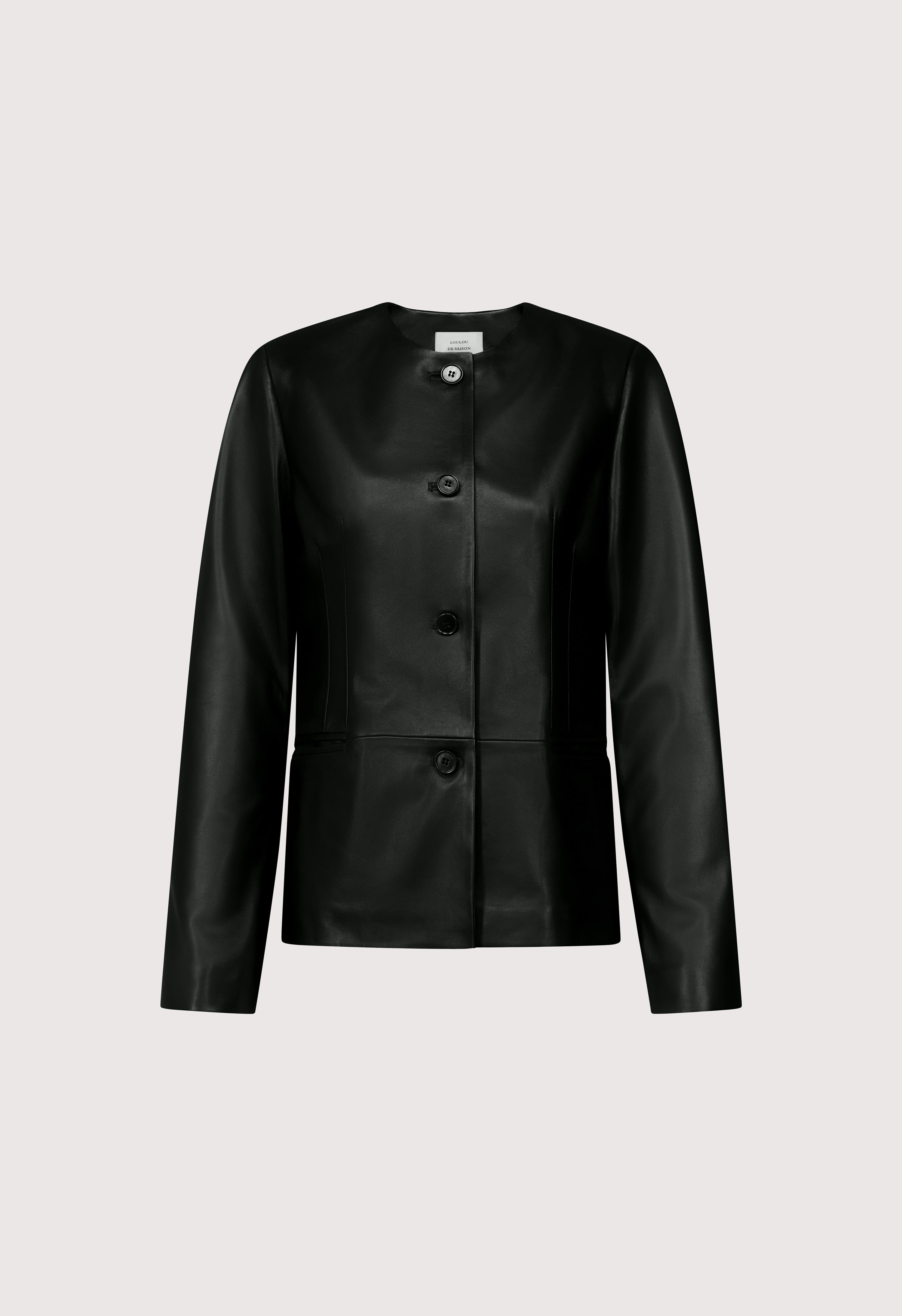 ADEA Collarless leather jacket